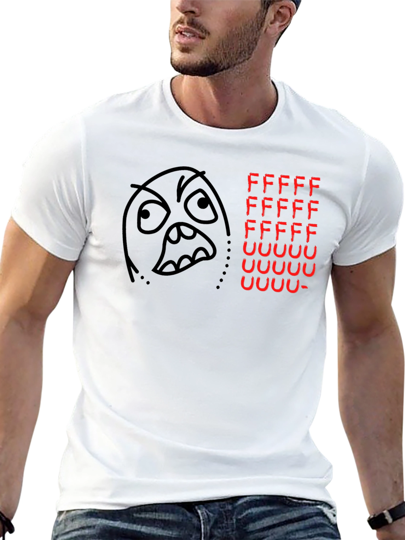 Black Rage Comic Black T-Shirt - FFFFFFFUUUUUU view 13