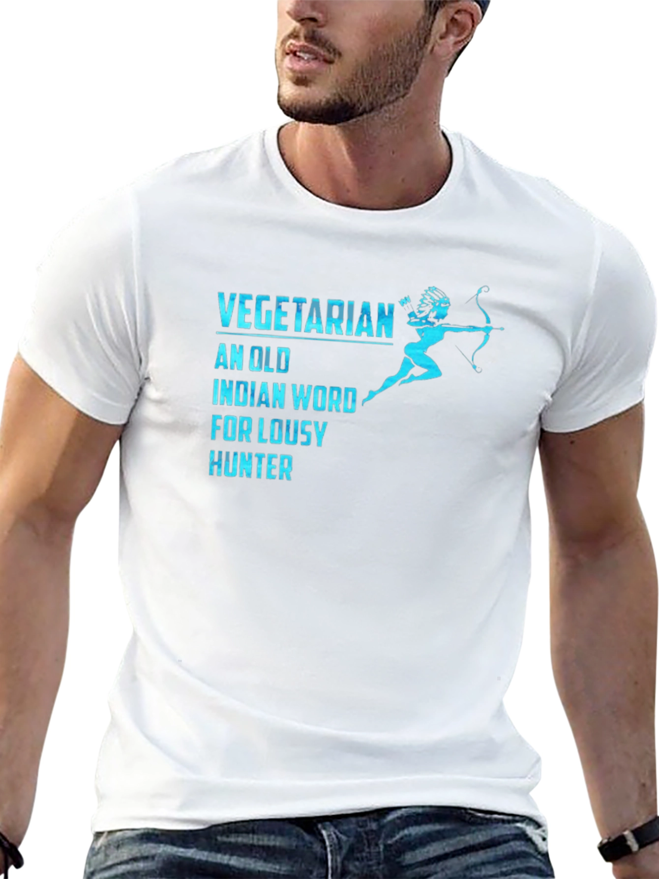Black Vegetarian Lousy Hunter Funny Graphic T-Shirt view 13