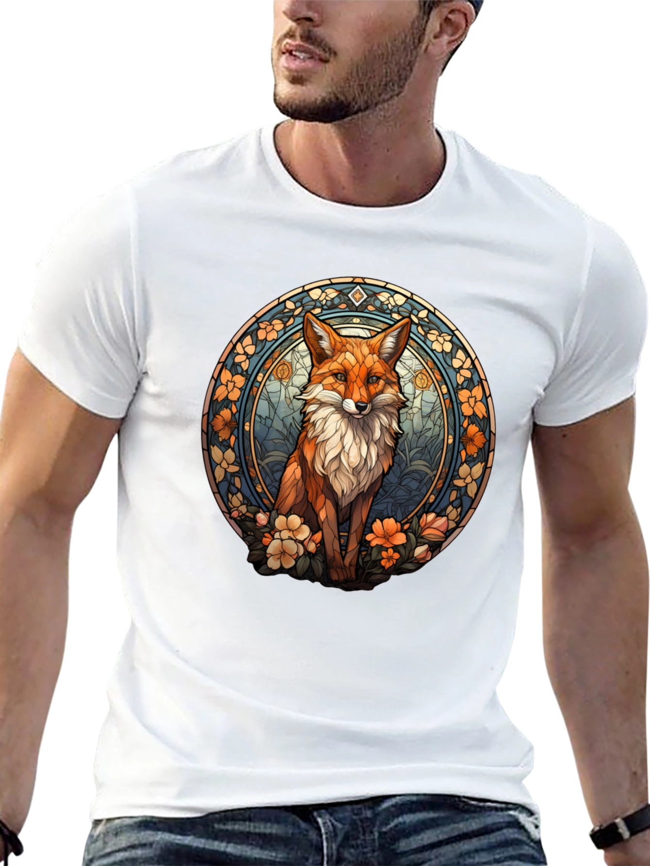 Black Fox Art T-Shirt - Black Cotton Blend view 13