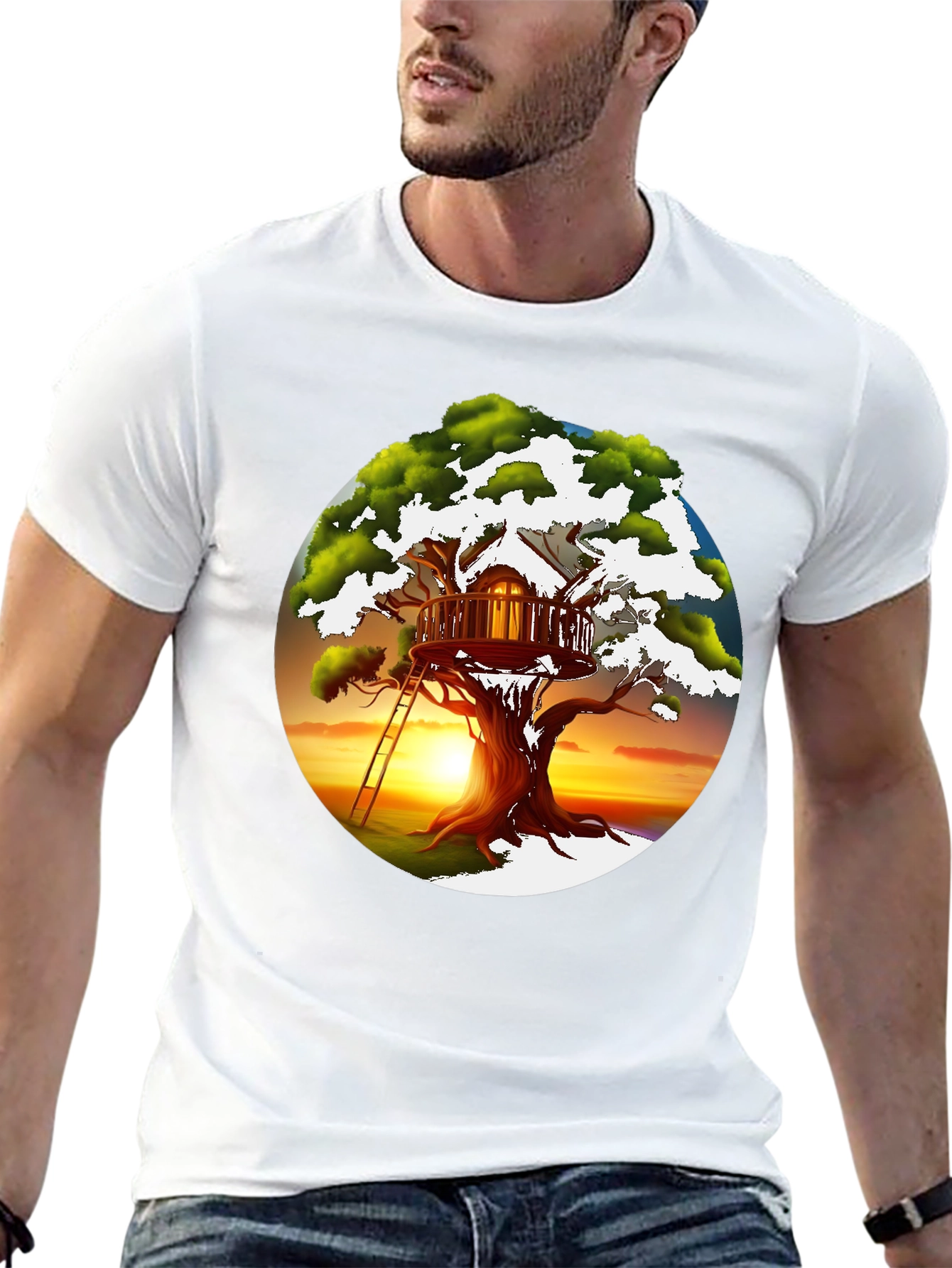 Black Treehouse Graphic T-Shirt - Unique Design view 13