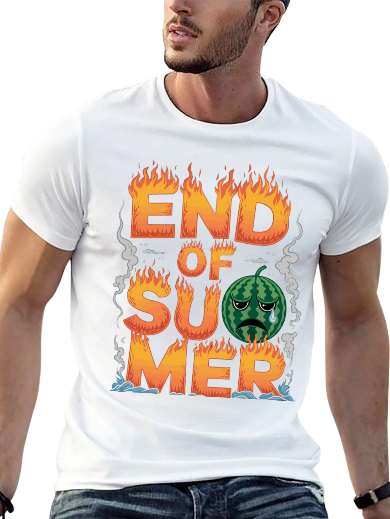 Black End of Summer T-Shirt - Sad Watermelon view 13