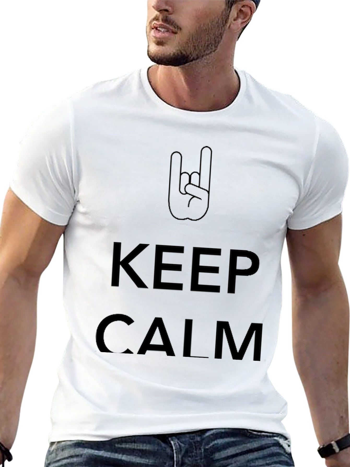 Black Keep Calm Rock On Graphic Tee view 13