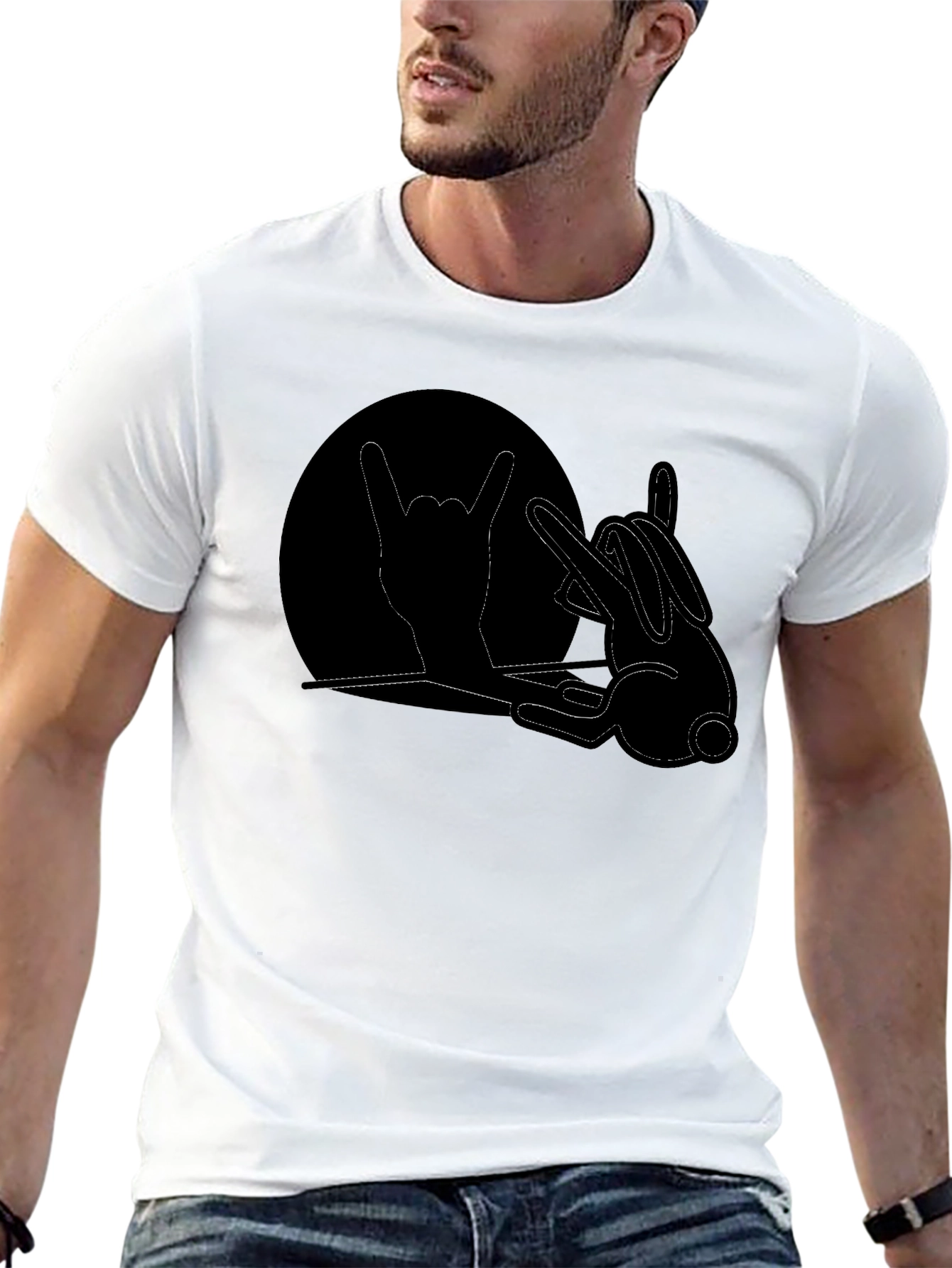 Black Rock On Bunny T-Shirt - Black view 13
