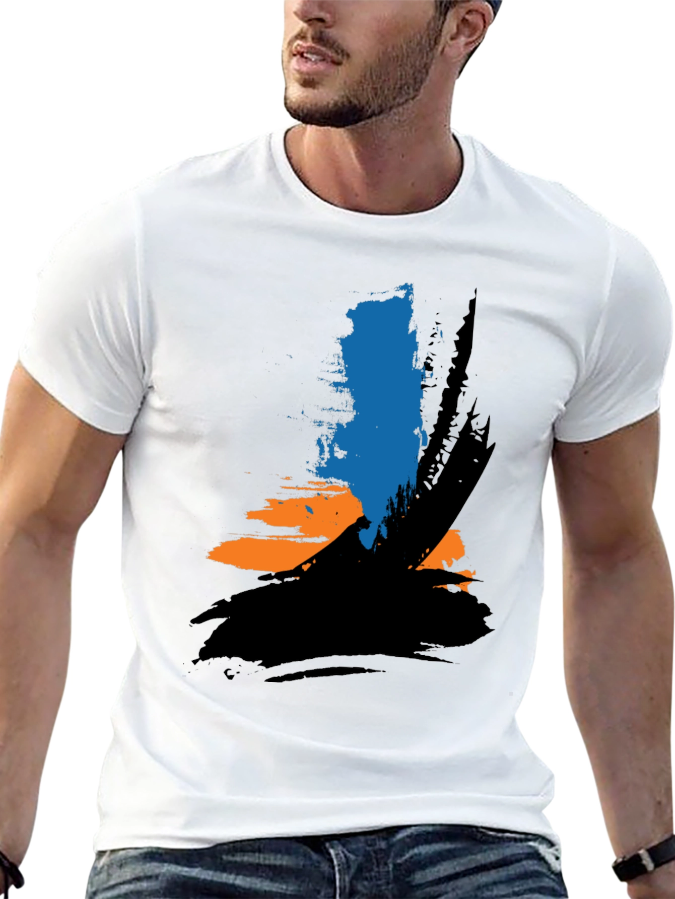 Black Abstract Brushstroke Graphic Tee - Black view 13