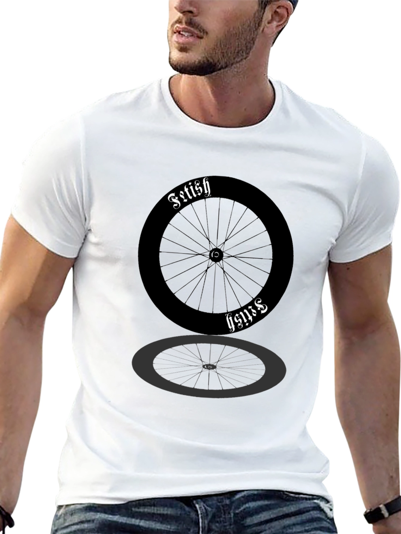 Black Fetish Cycle Wheel Black T-Shirt view 13