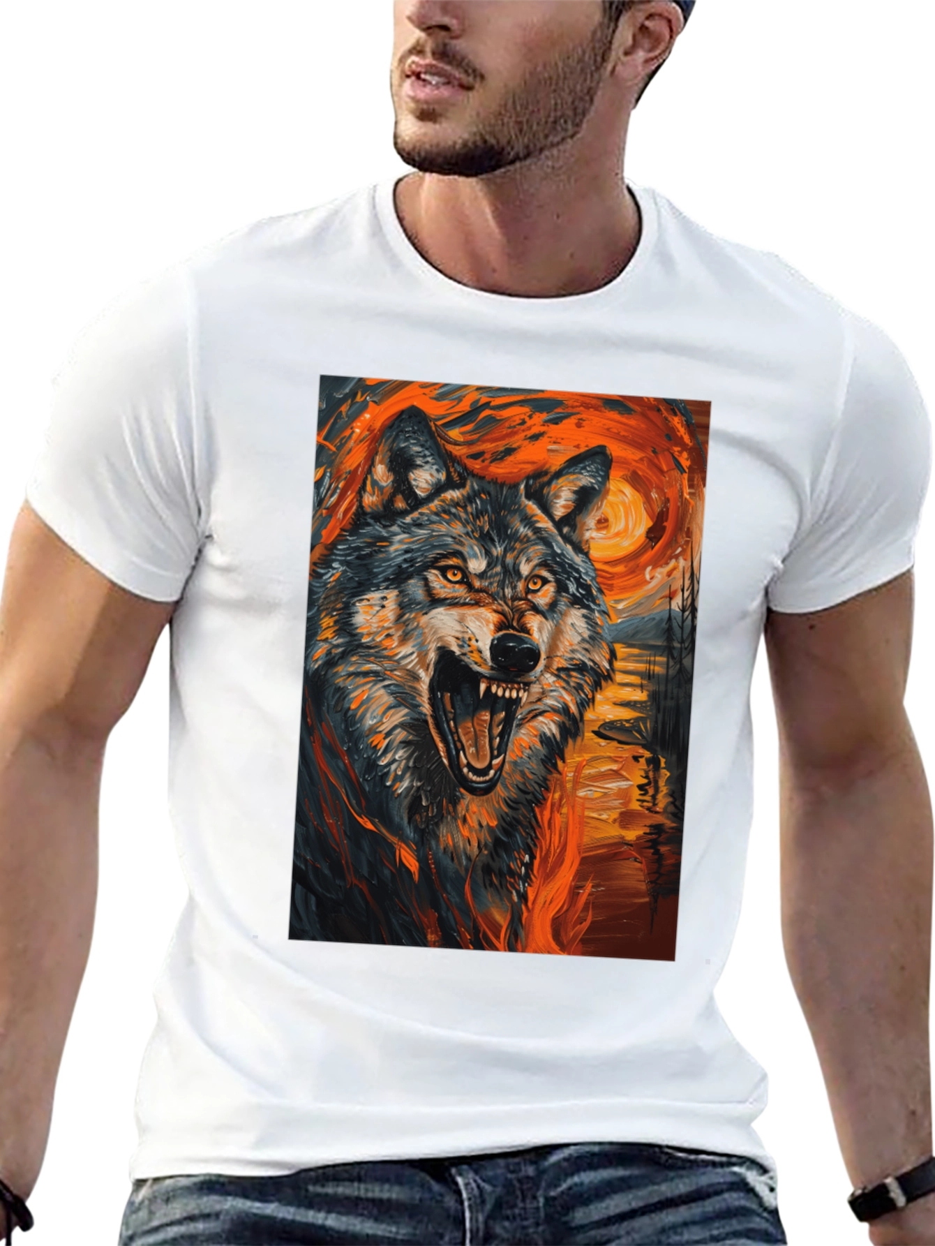 Black Wolf Art T-Shirt - Vibrant Graphic Tee view 13