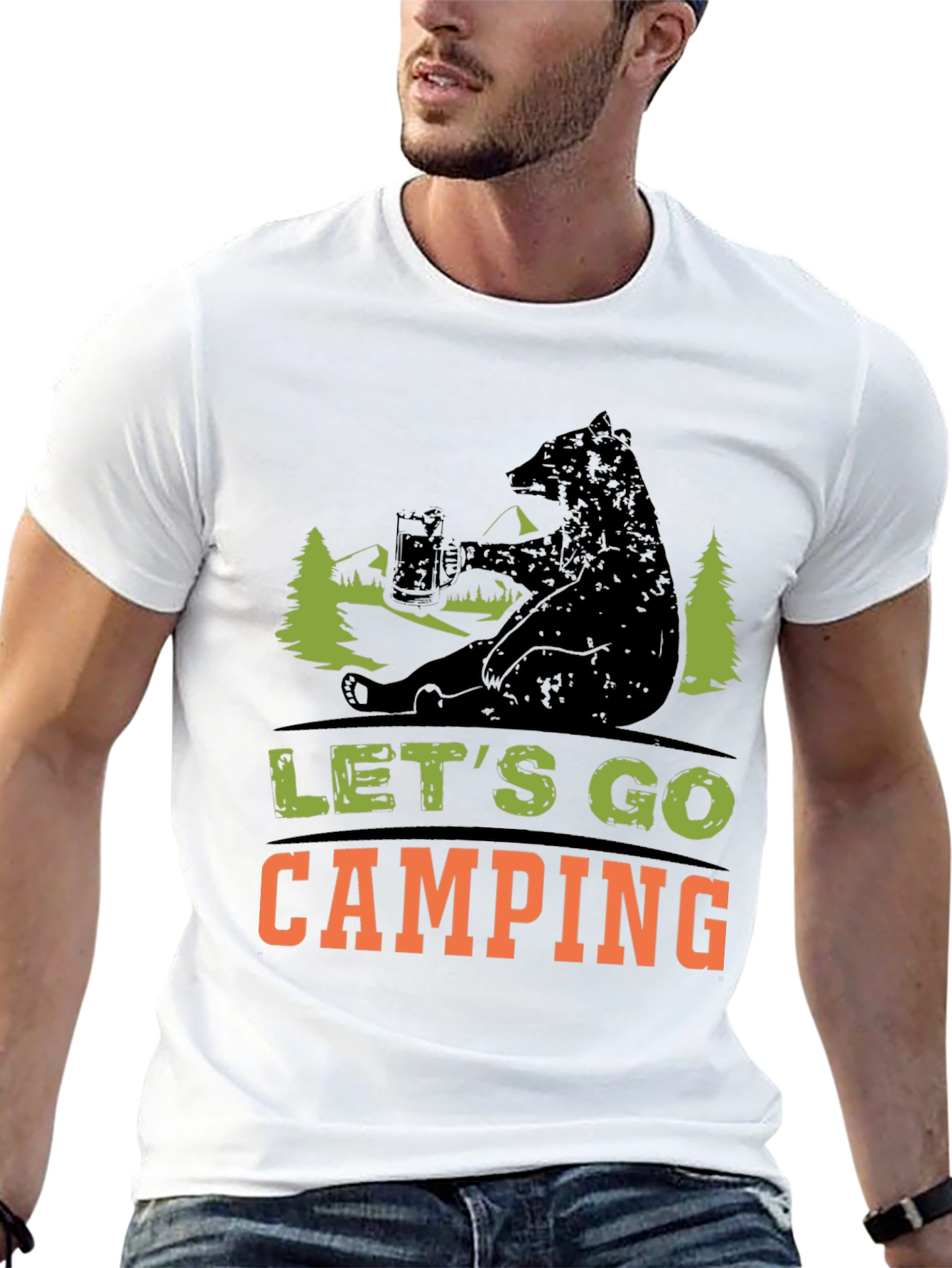 Black Let's Go Camping Bear T-Shirt view 13