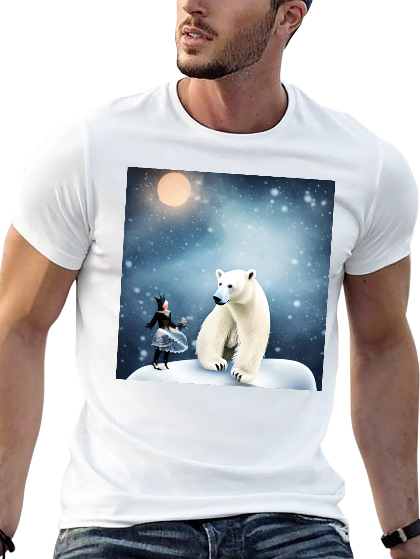 Black Winter Wonderland Polar Bear Graphic Tee view 13