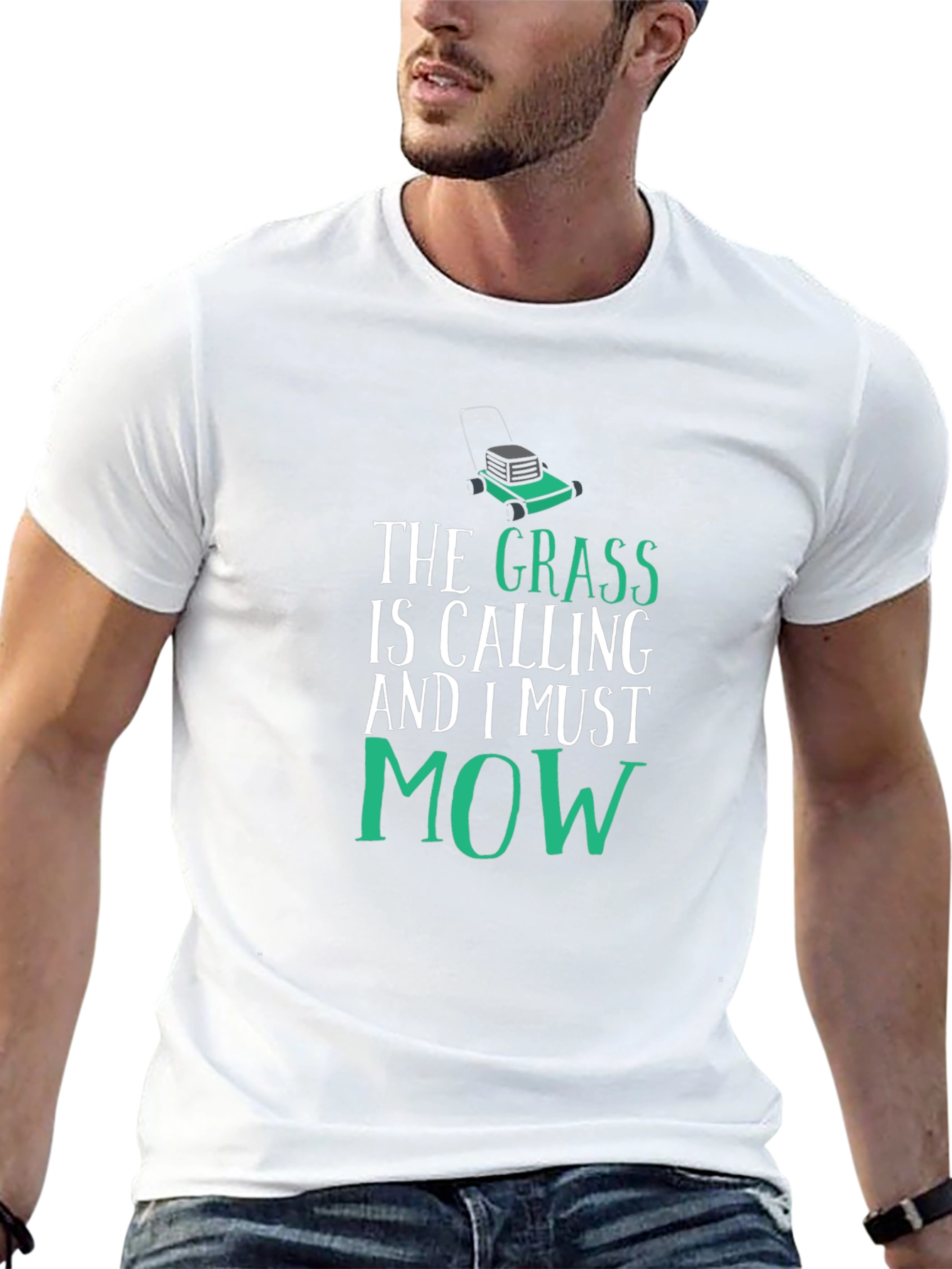 Black Funny Lawn Mowing T-Shirt - The Grass is Calling view 13