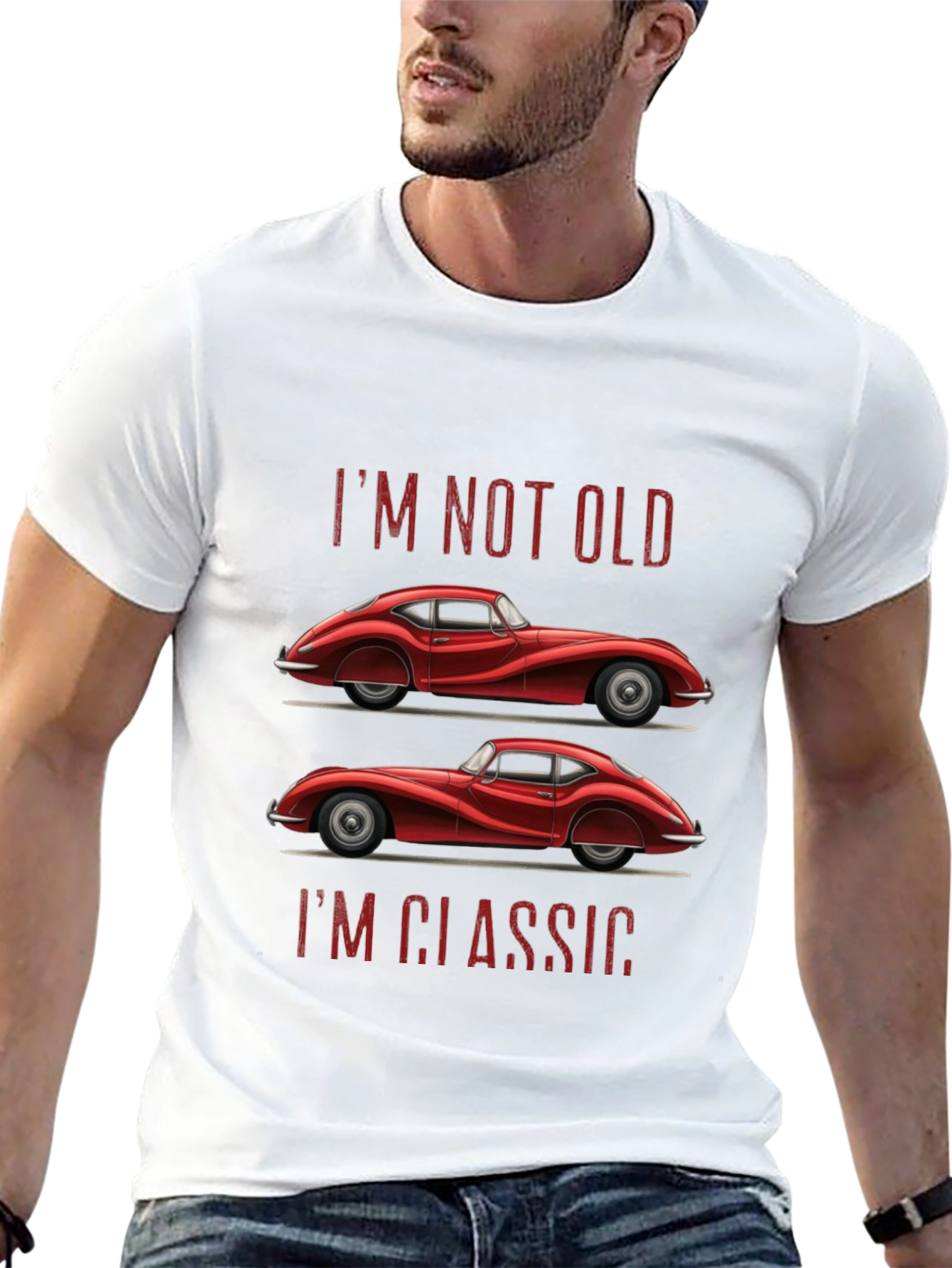 Black Classic Car T-Shirt - "I'm Not Old, I'm Classic" view 13
