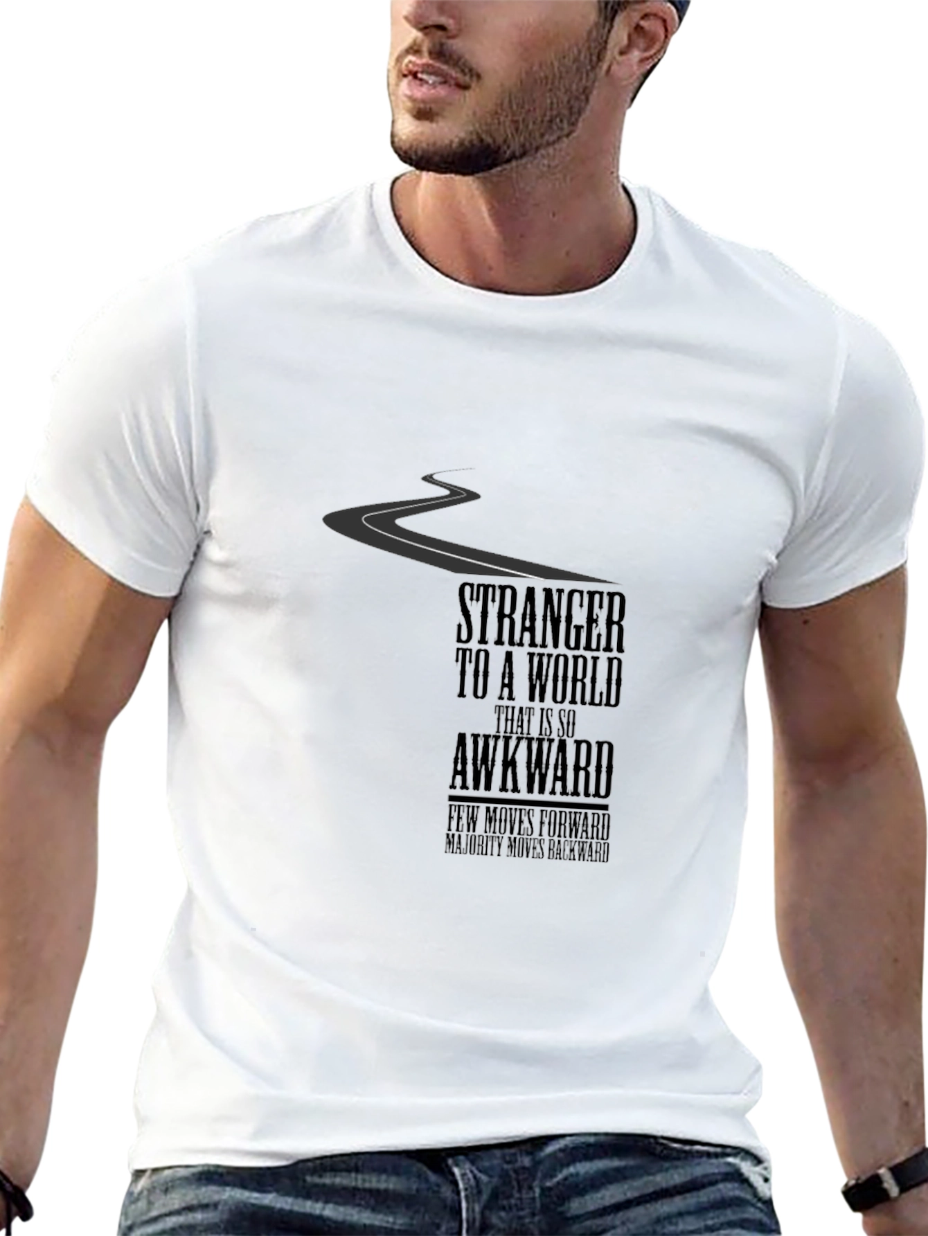 Black Stranger To A World Graphic T-Shirt view 13