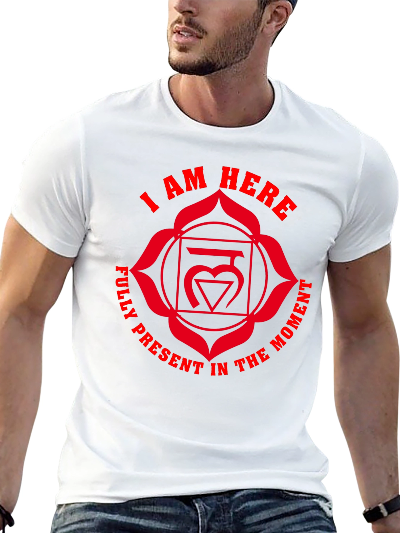Black I Am Here Chakra T-Shirt - Present Moment Design view 13