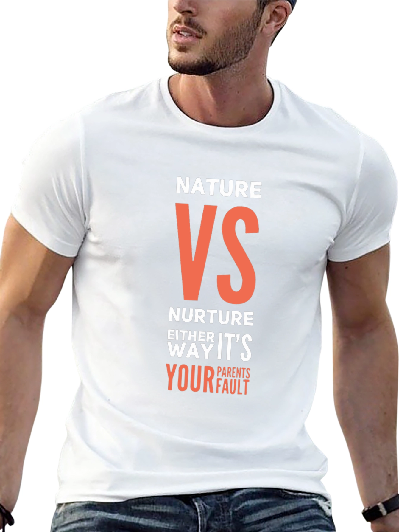 Black Nature VS Nurture T-Shirt - Funny Parent Blame Tee view 13