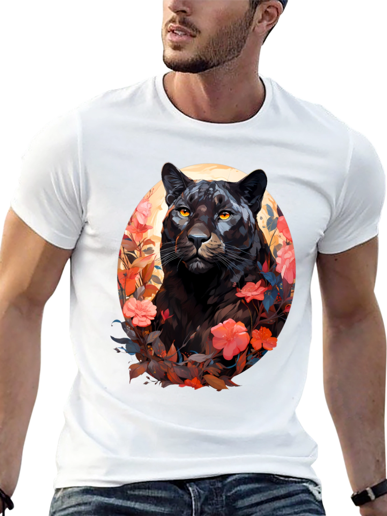 Black Black Panther Floral Graphic Tee view 13