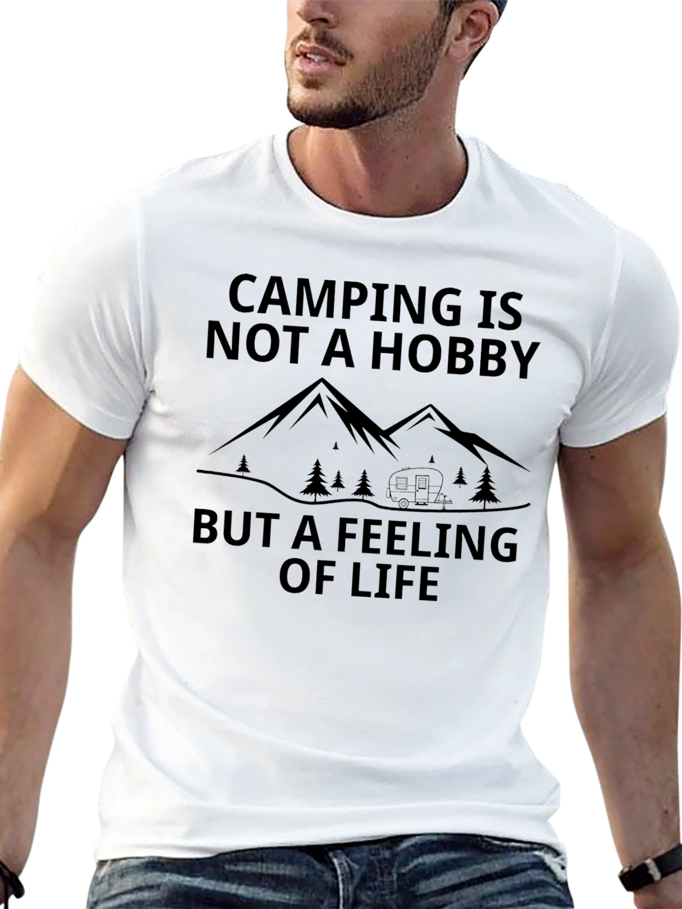 Black Camping Is Not A Hobby Black Graphic Tee view 13