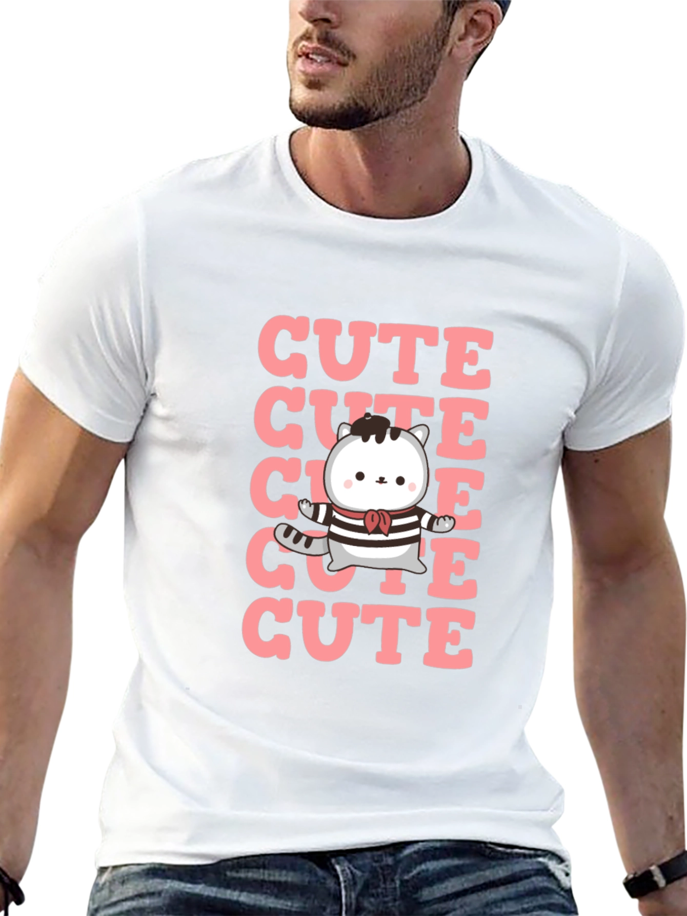 Black Cute Cat T-Shirt - Kawaii Kitten Design view 13
