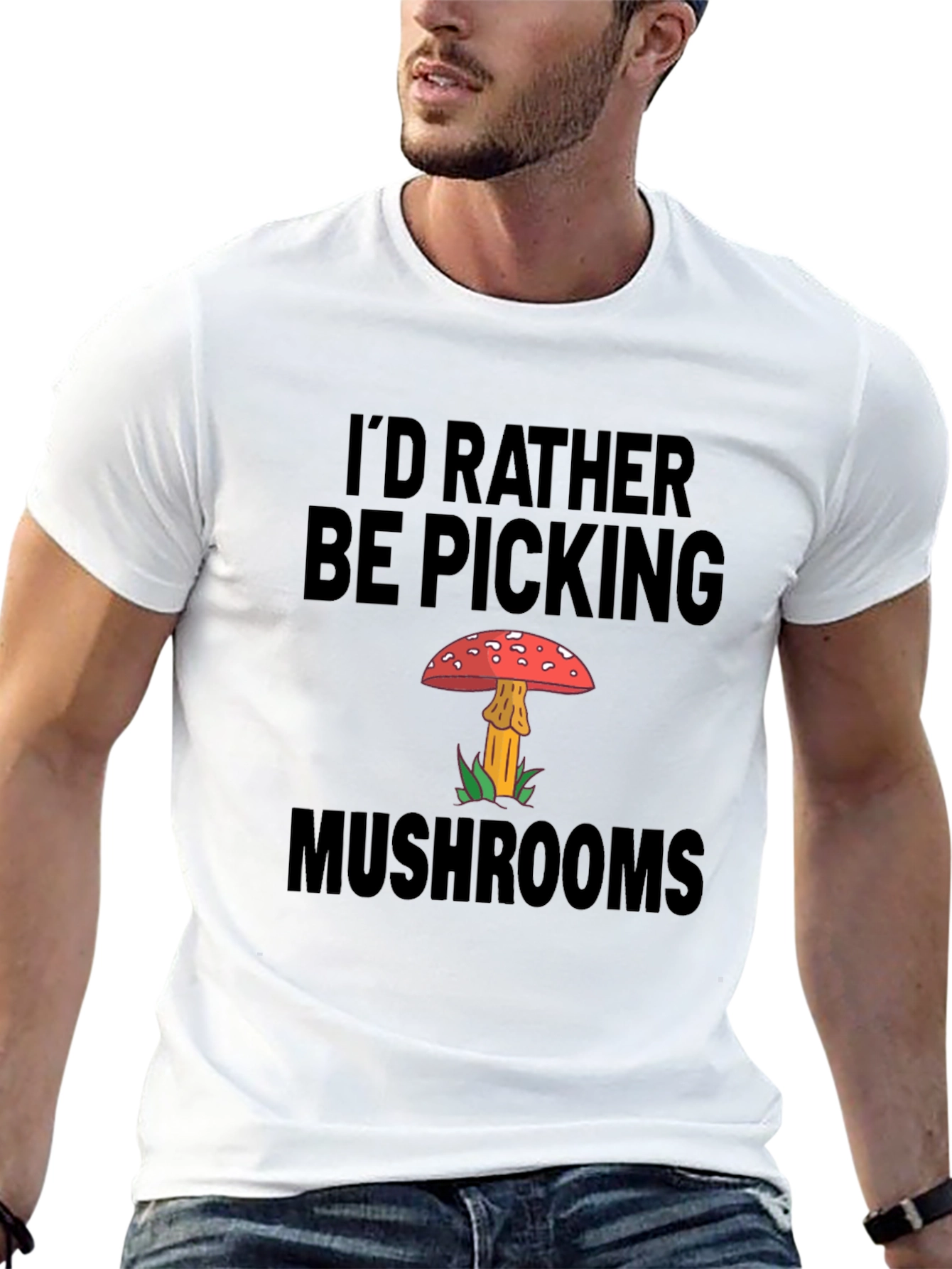 Black Mushroom Picker Graphic T-Shirt view 13