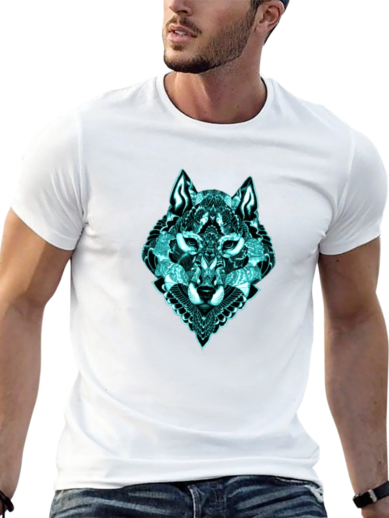 Black Mystic Wolf Graphic T-Shirt view 13