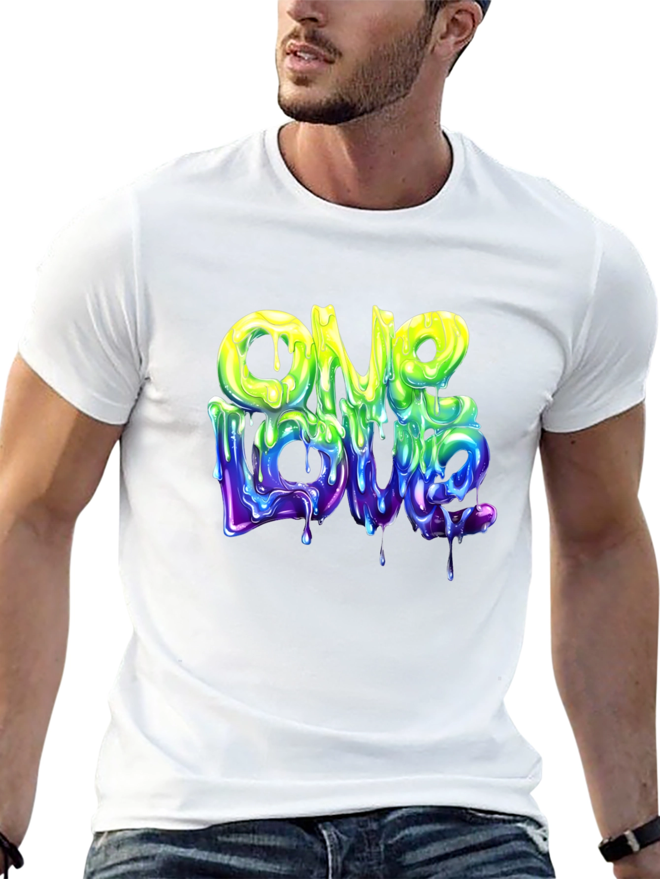 Black One Love Graphic T-Shirt - Cool Drip Design view 13
