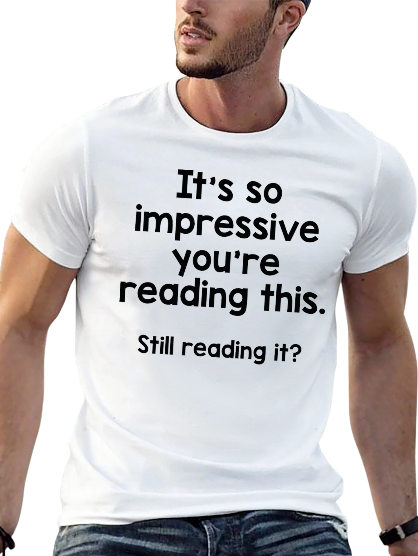 Black Impressive Reading T-Shirt - Funny Novelty Tee view 13