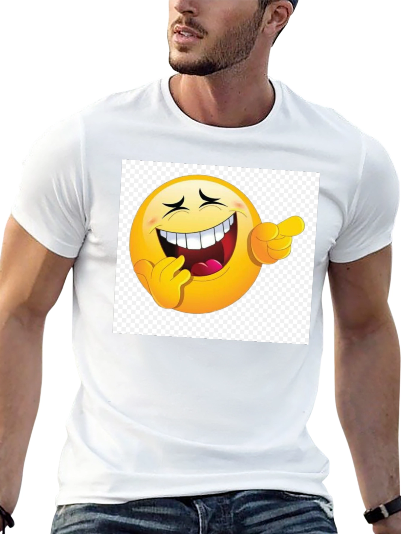 Black Laughing Emoji Graphic Black T-Shirt view 13