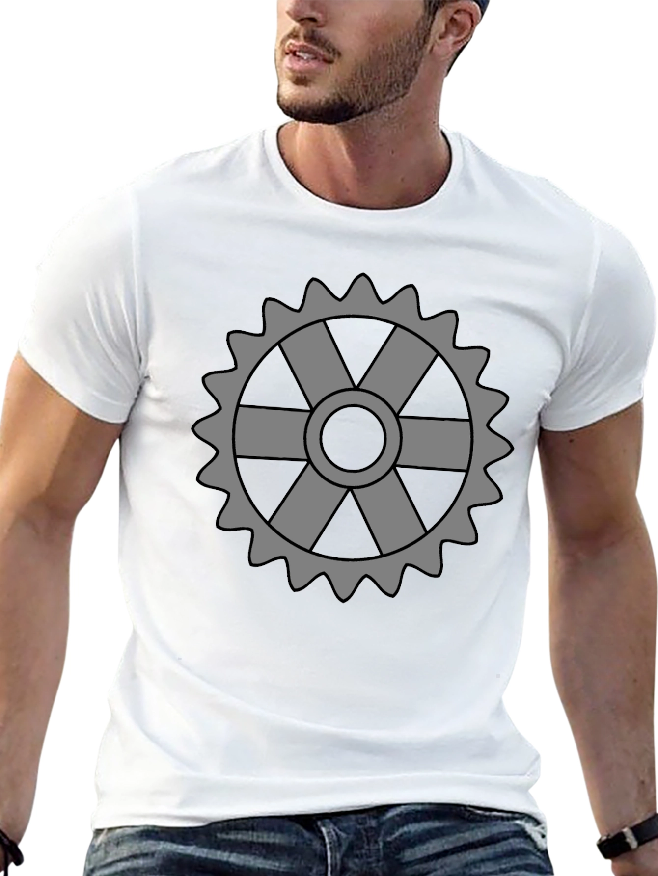 Black Cog Graphic Tee - Stylish Black Cotton T-Shirt view 13