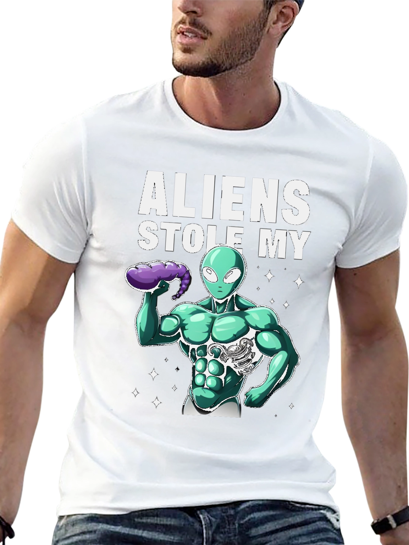 Black Aliens Stole My Six-Pack T-Shirt view 13