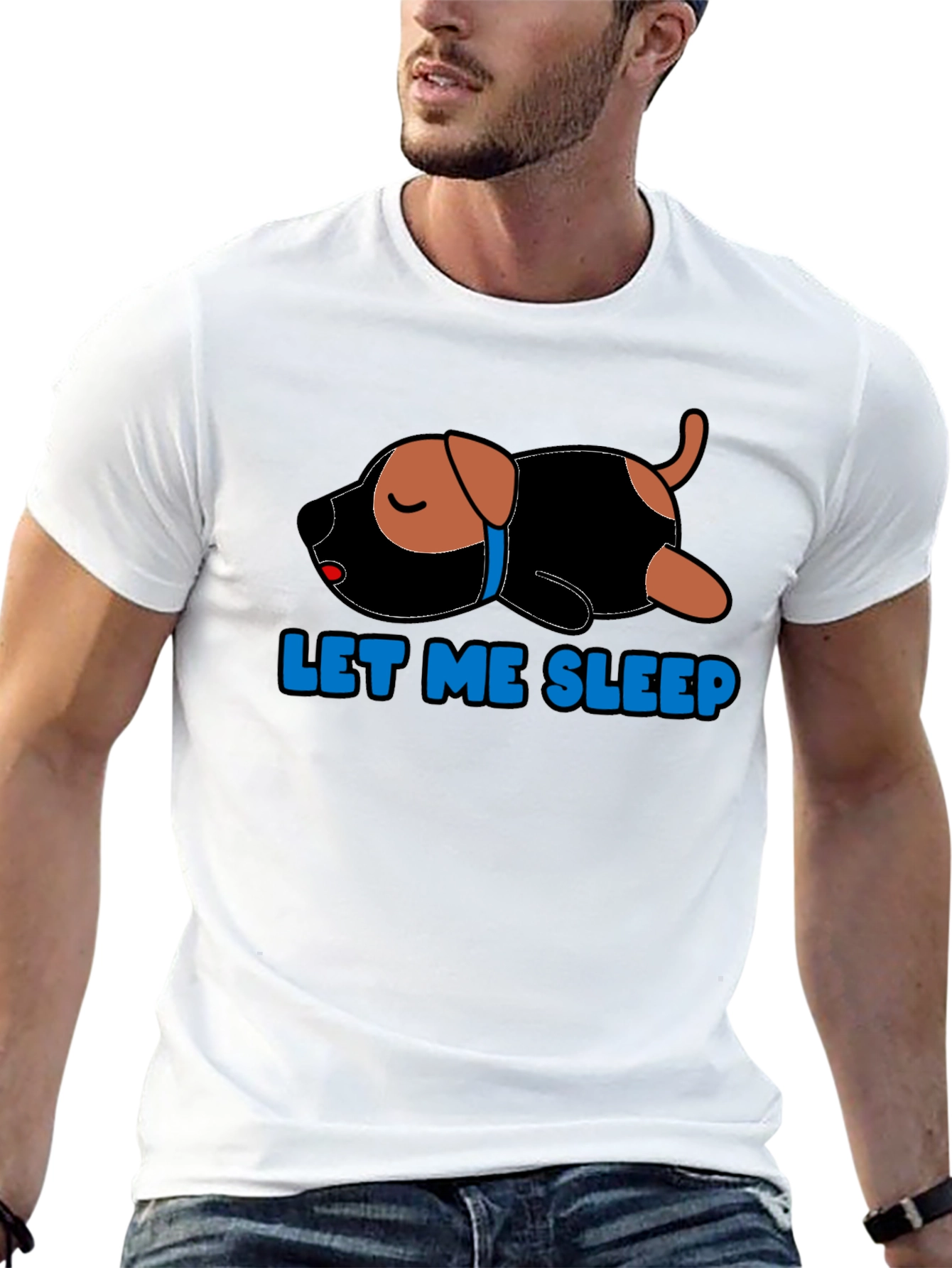 Black Let Me Sleep T-Shirt - Cute Dog Design view 13