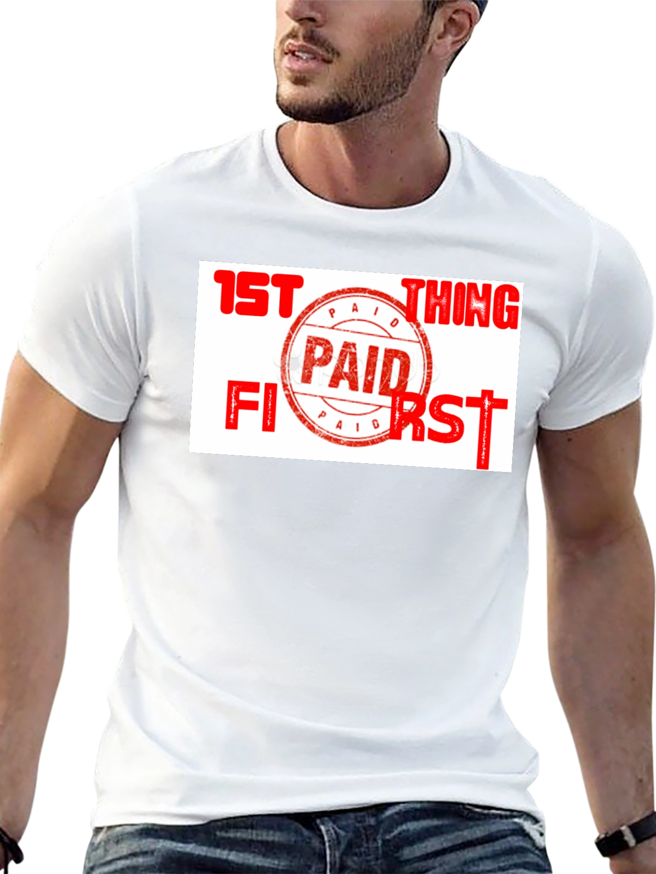 Black Paid First T-Shirt - Funny Slogan Tee view 13