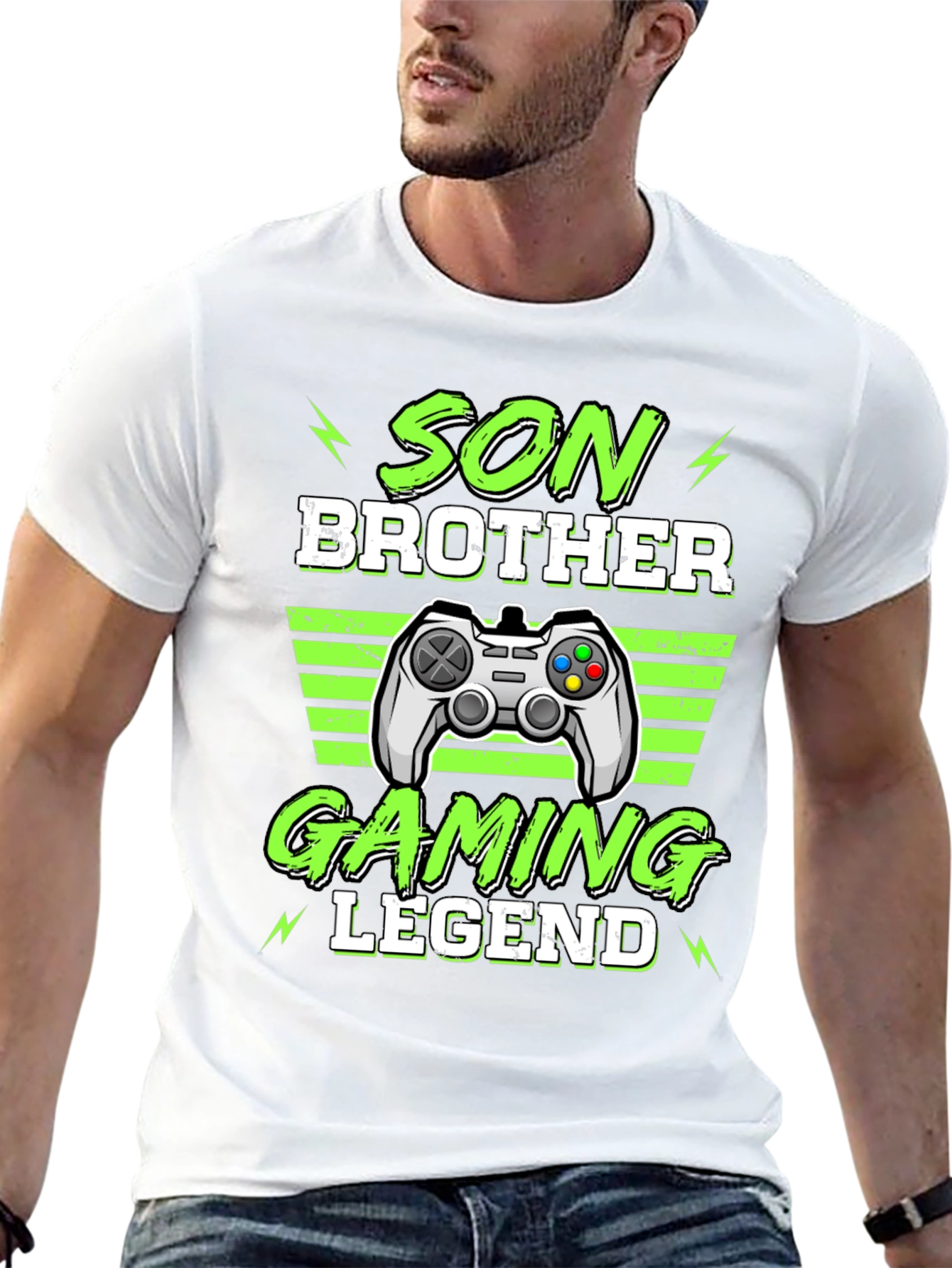 Black Son Brother Gaming Legend Black T-Shirt view 13
