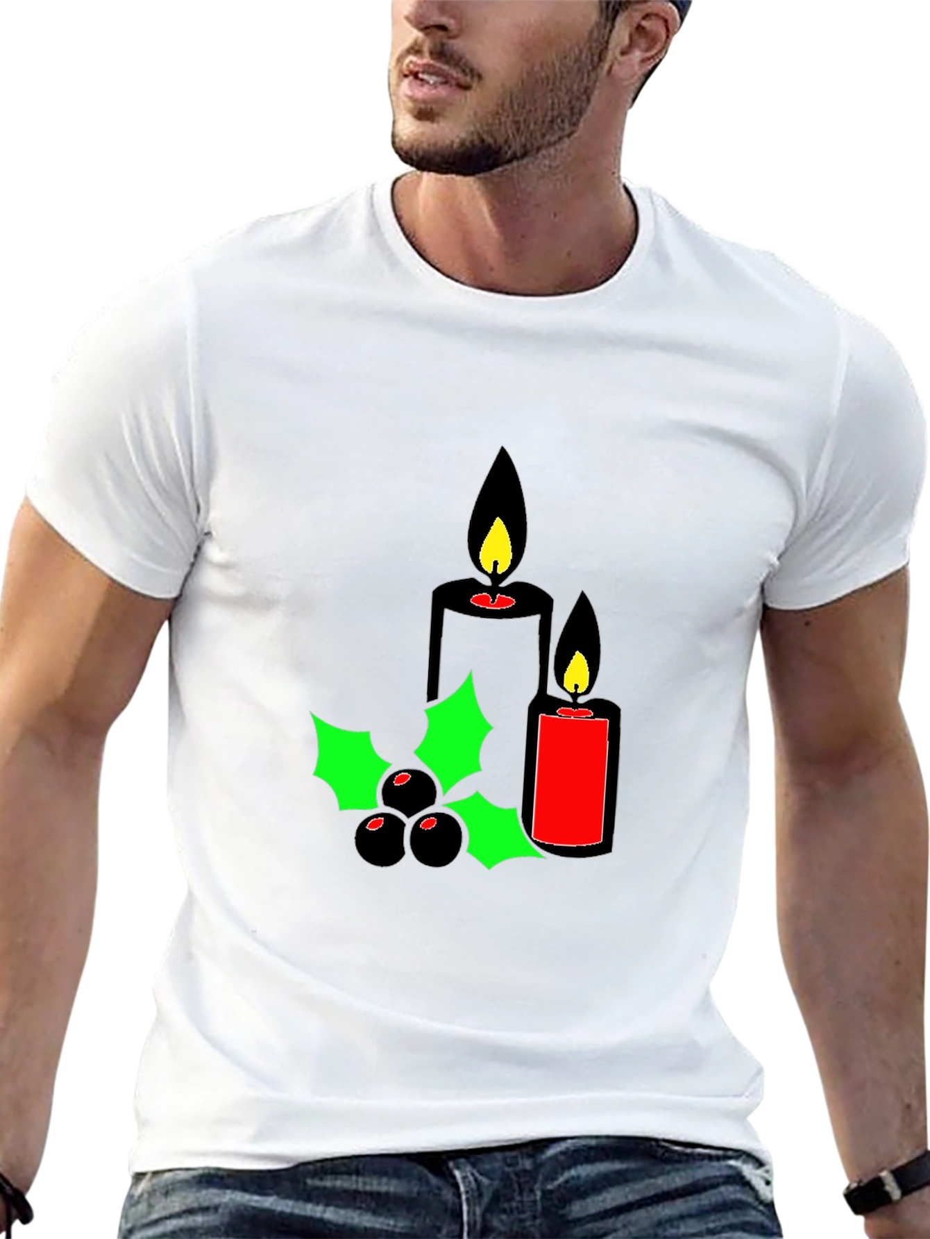 Black Holiday Candles Graphic Tee - Christmas Spirit Shirt view 13