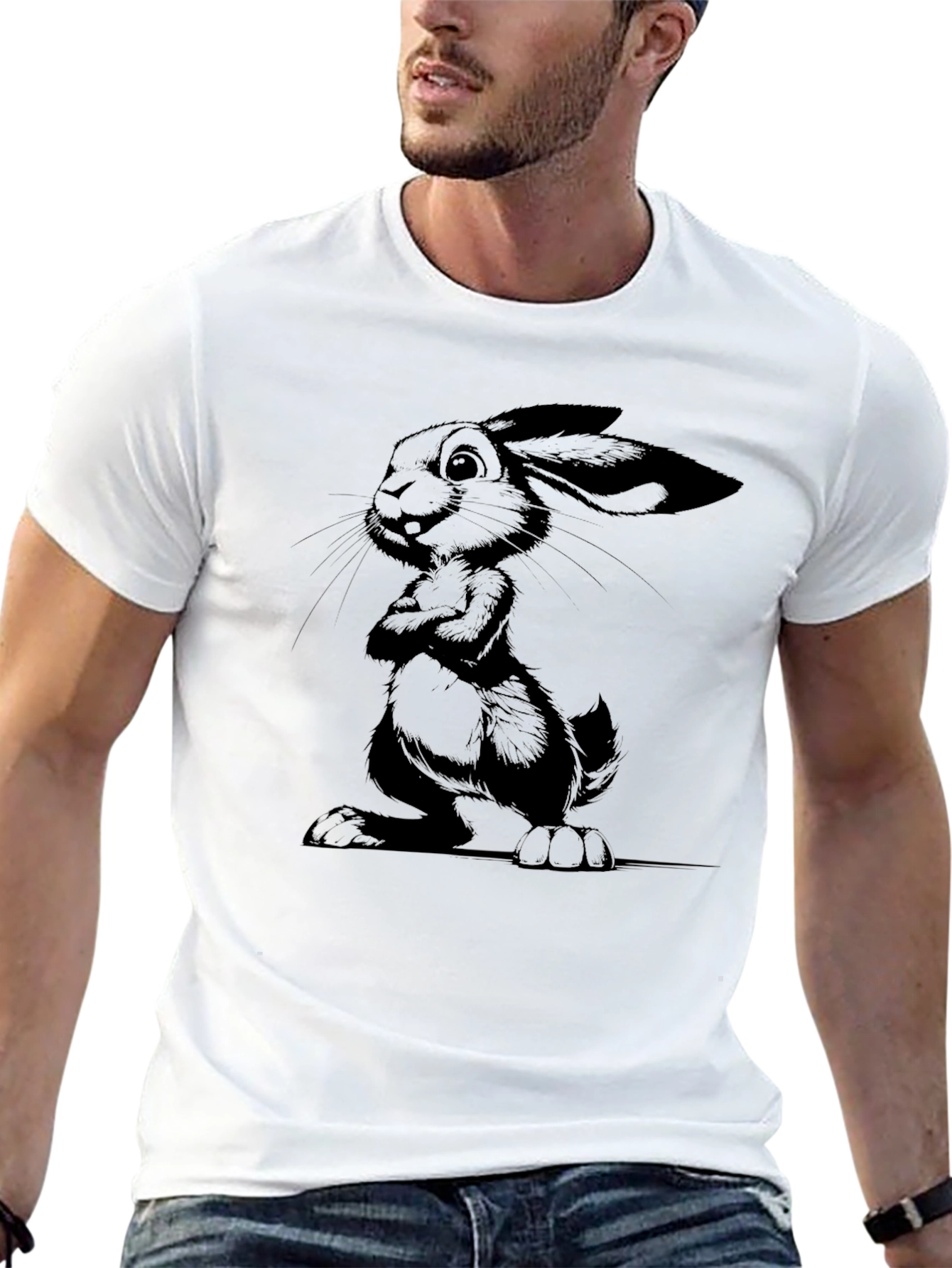 Black Black Rabbit Graphic Tee - Men's Stylish Casual Shirt view 13