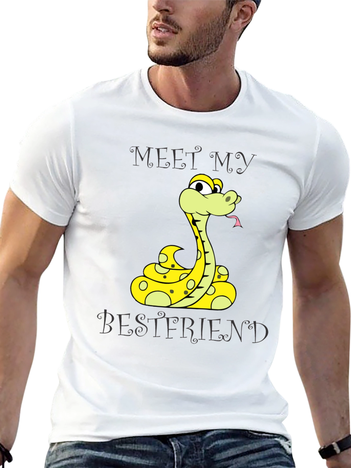 Black Meet My Bestfriend Snake Graphic T-Shirt view 13