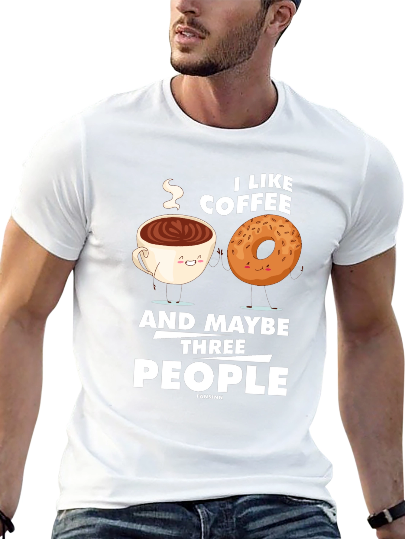 Black Funny Coffee & Donut Graphic T-Shirt view 13