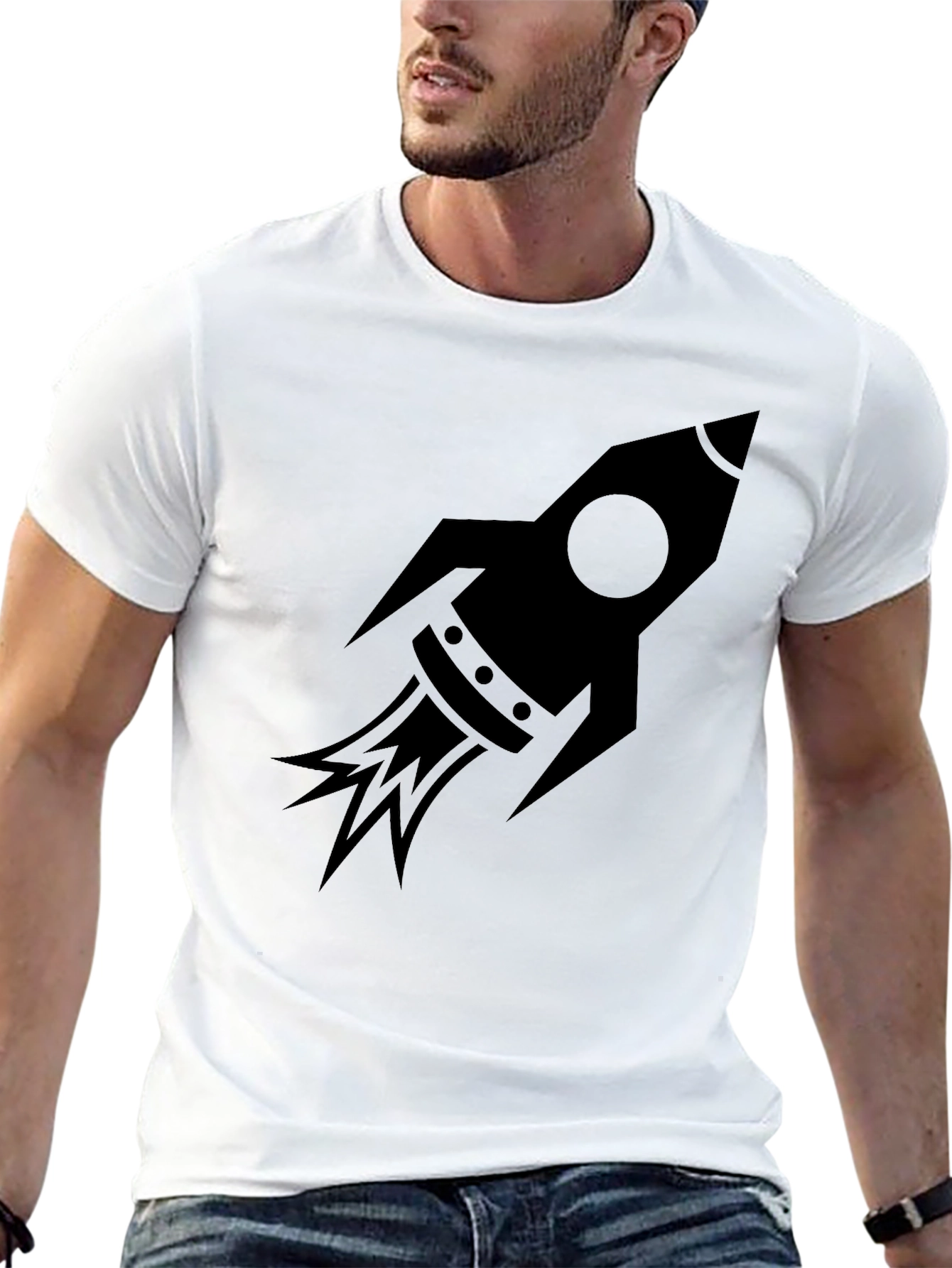 Black Rocket Graphic Tee - Black Cotton Blend view 13