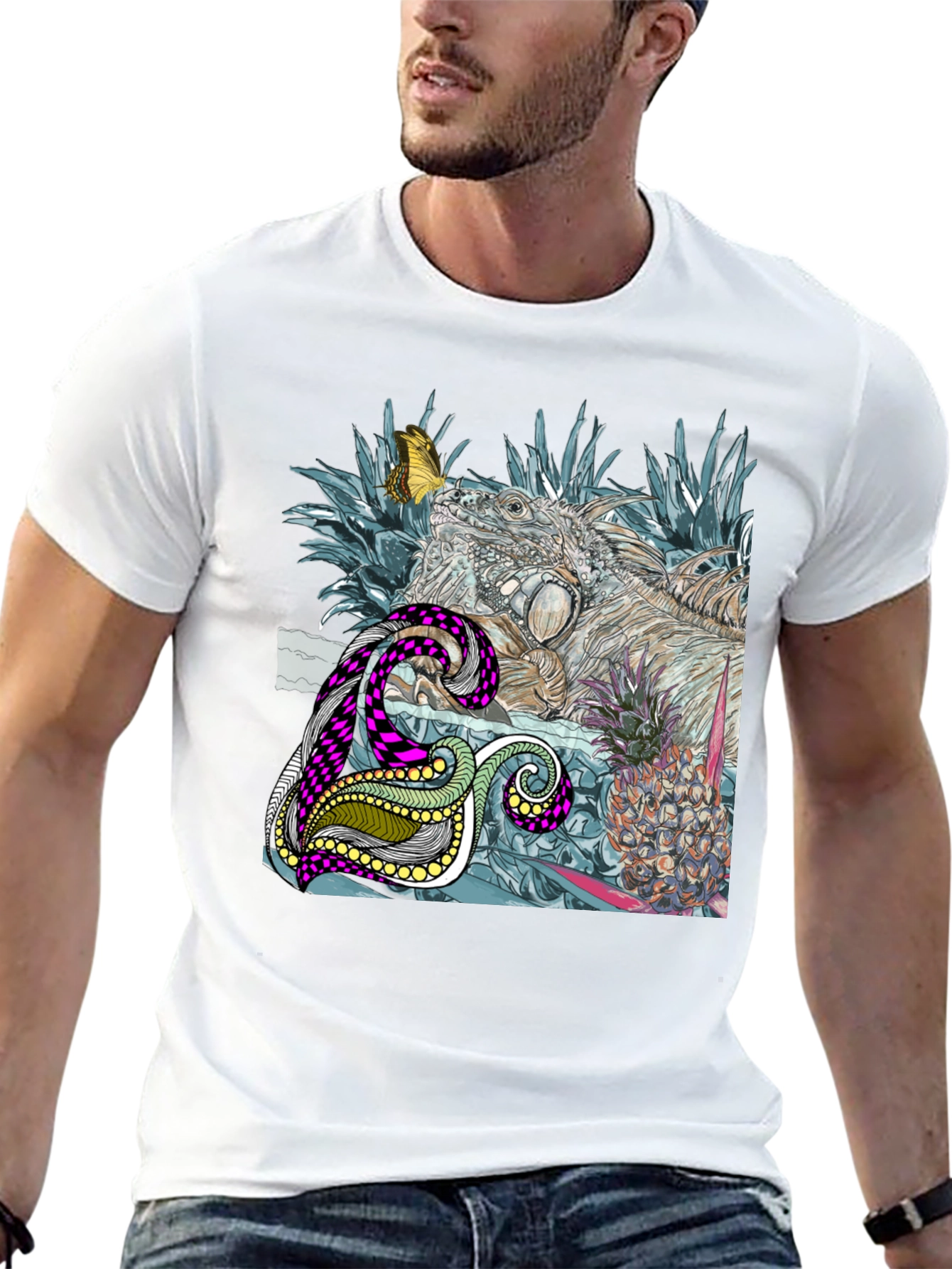 Black Iguana and Pineapple Graphic Tee view 13
