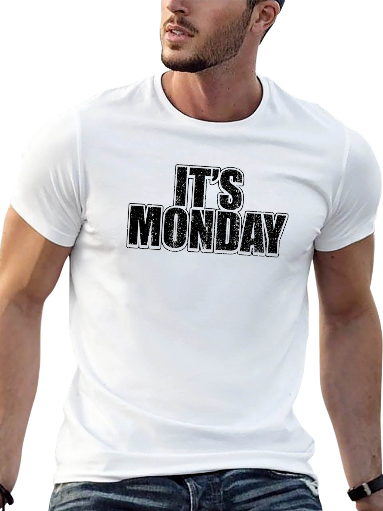 Black It's Monday Graphic Tee - Black Casual T-Shirt view 13
