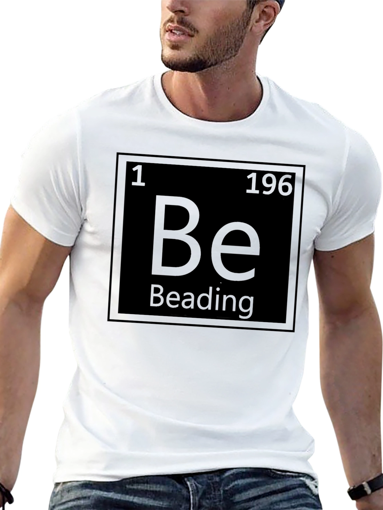 Black Beading T-Shirt - Chemistry Periodic Table Element Style view 13