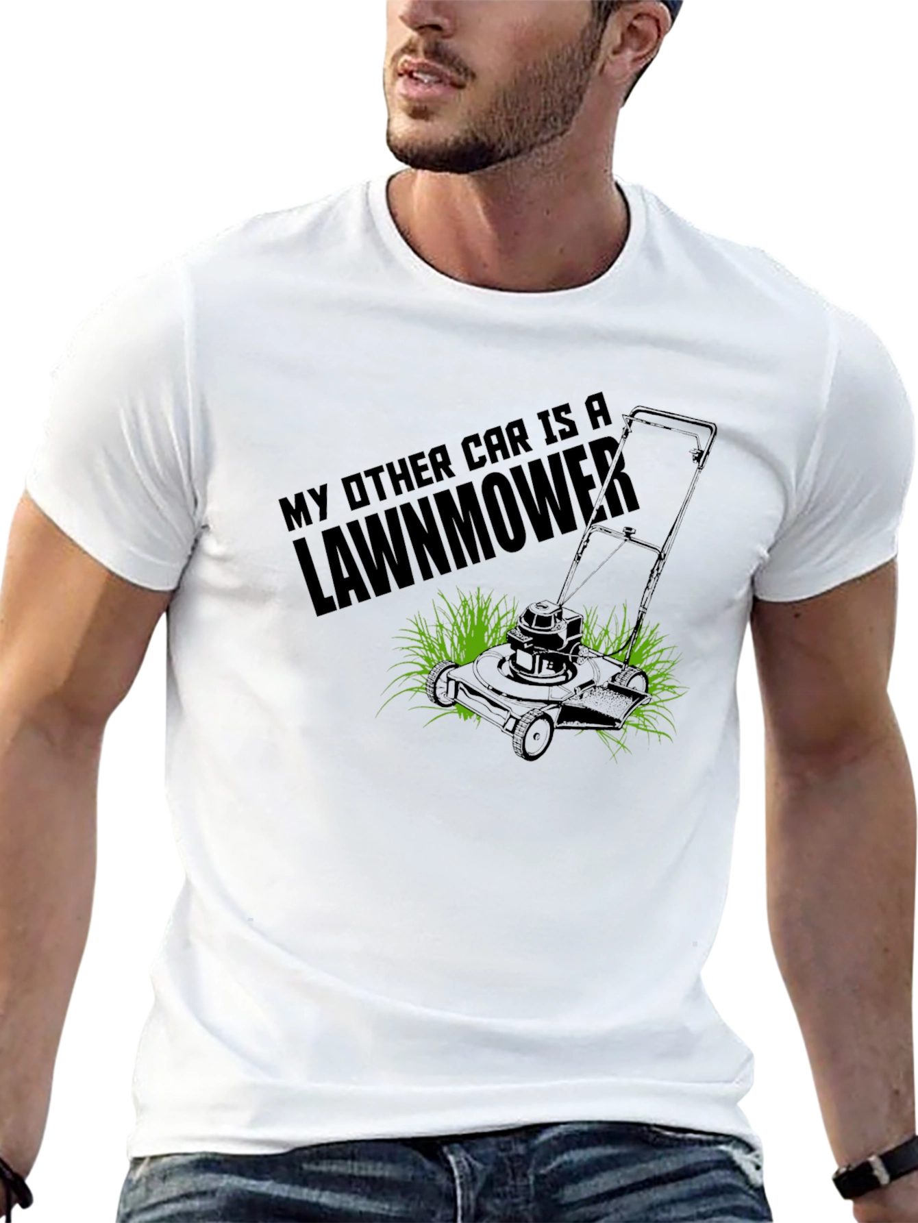 Black My Other Car Is A Lawnmower Black T-Shirt view 13