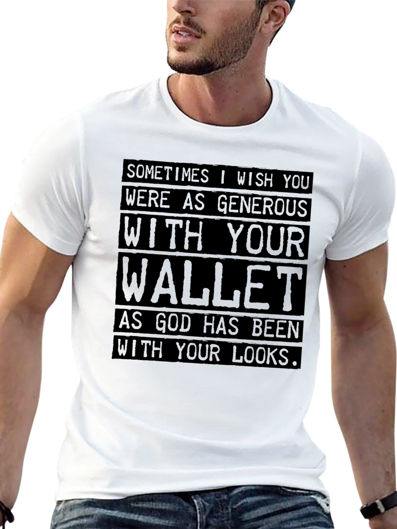 Black Humorous "Wallet Generosity" Graphic Tee view 13