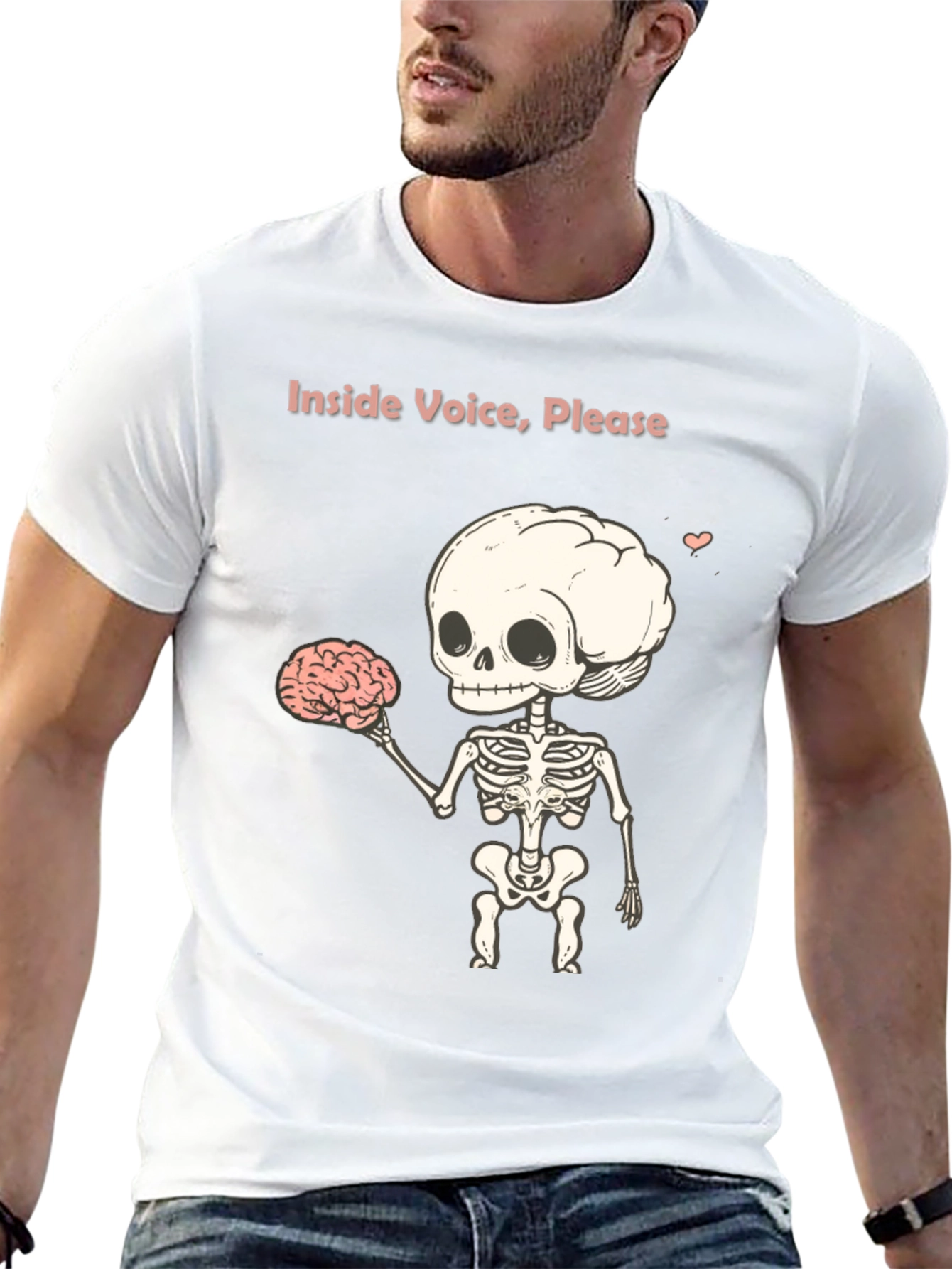 Black Inside Voice, Please - Skeleton Graphic T-Shirt view 13