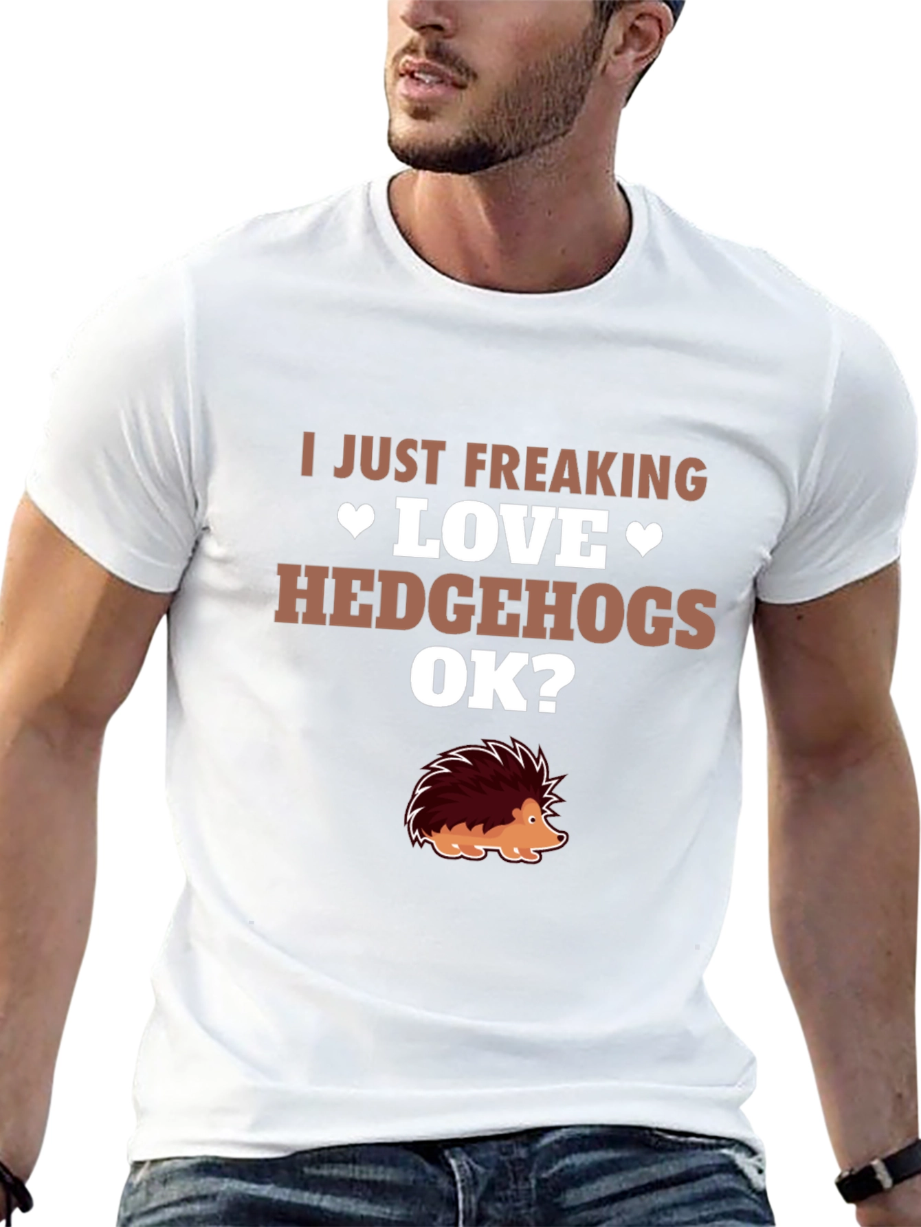 Black I Love Hedgehogs Graphic Tee - Novelty T-Shirt view 13