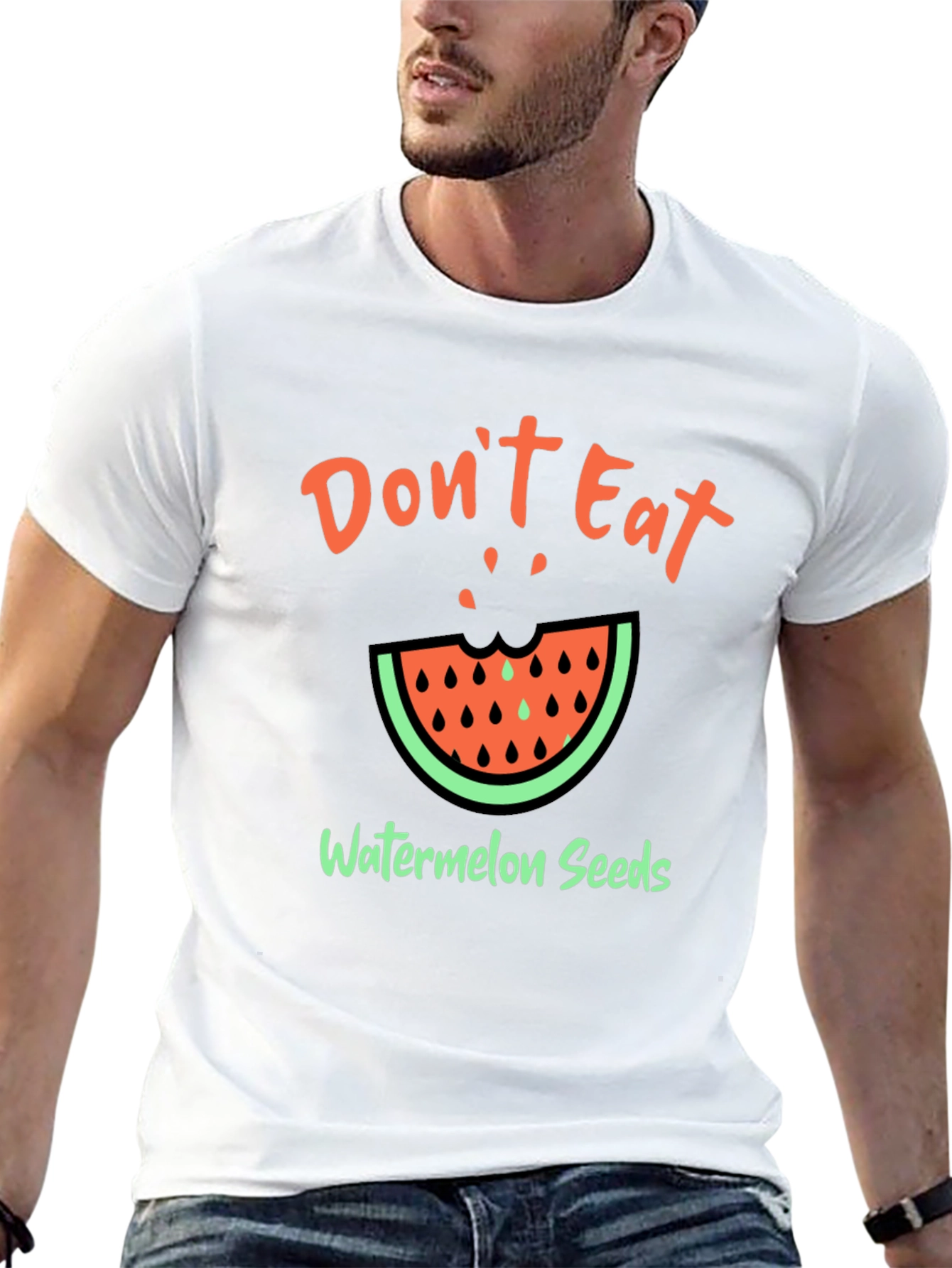 Black Funny Watermelon Seeds Graphic T-Shirt view 13