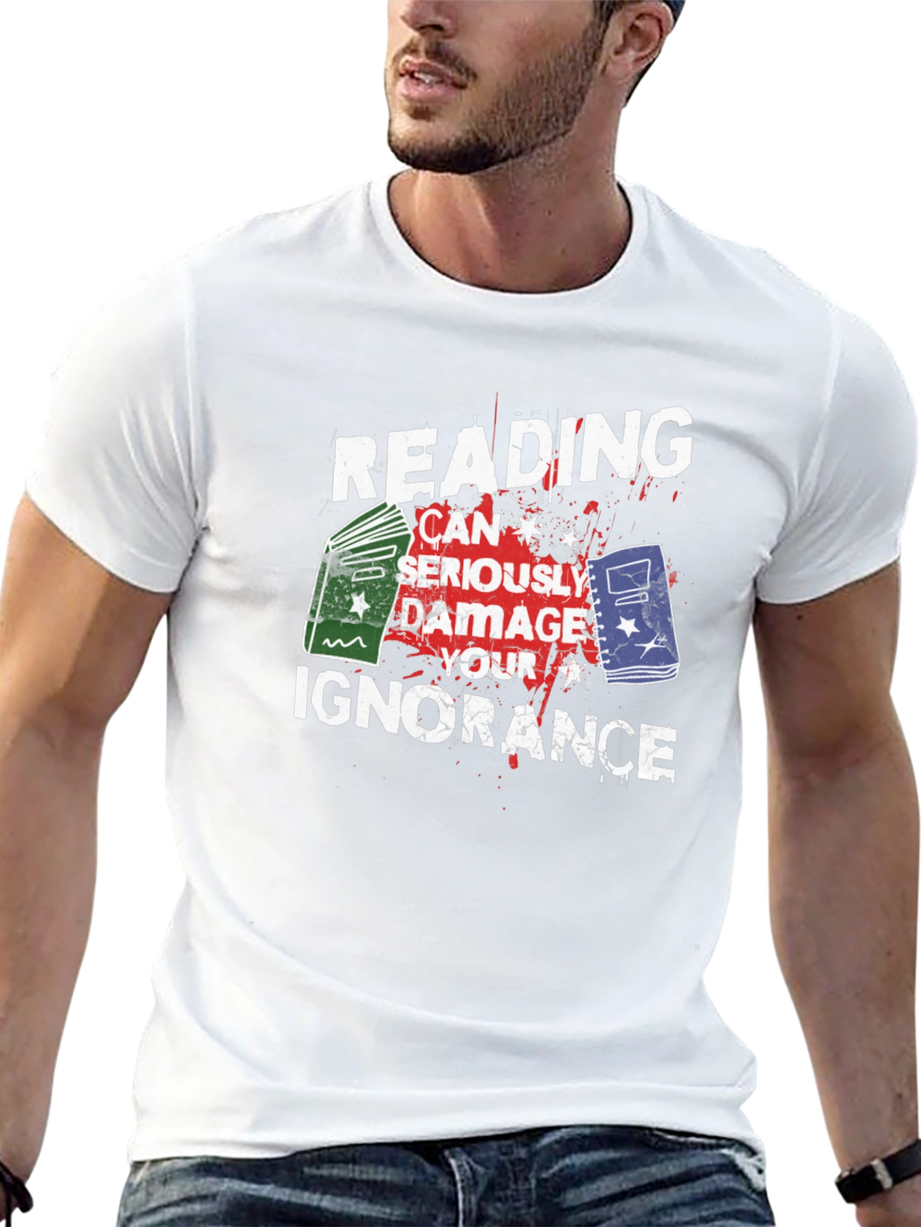 Black Reading Damage Ignorance Graphic Tee view 13