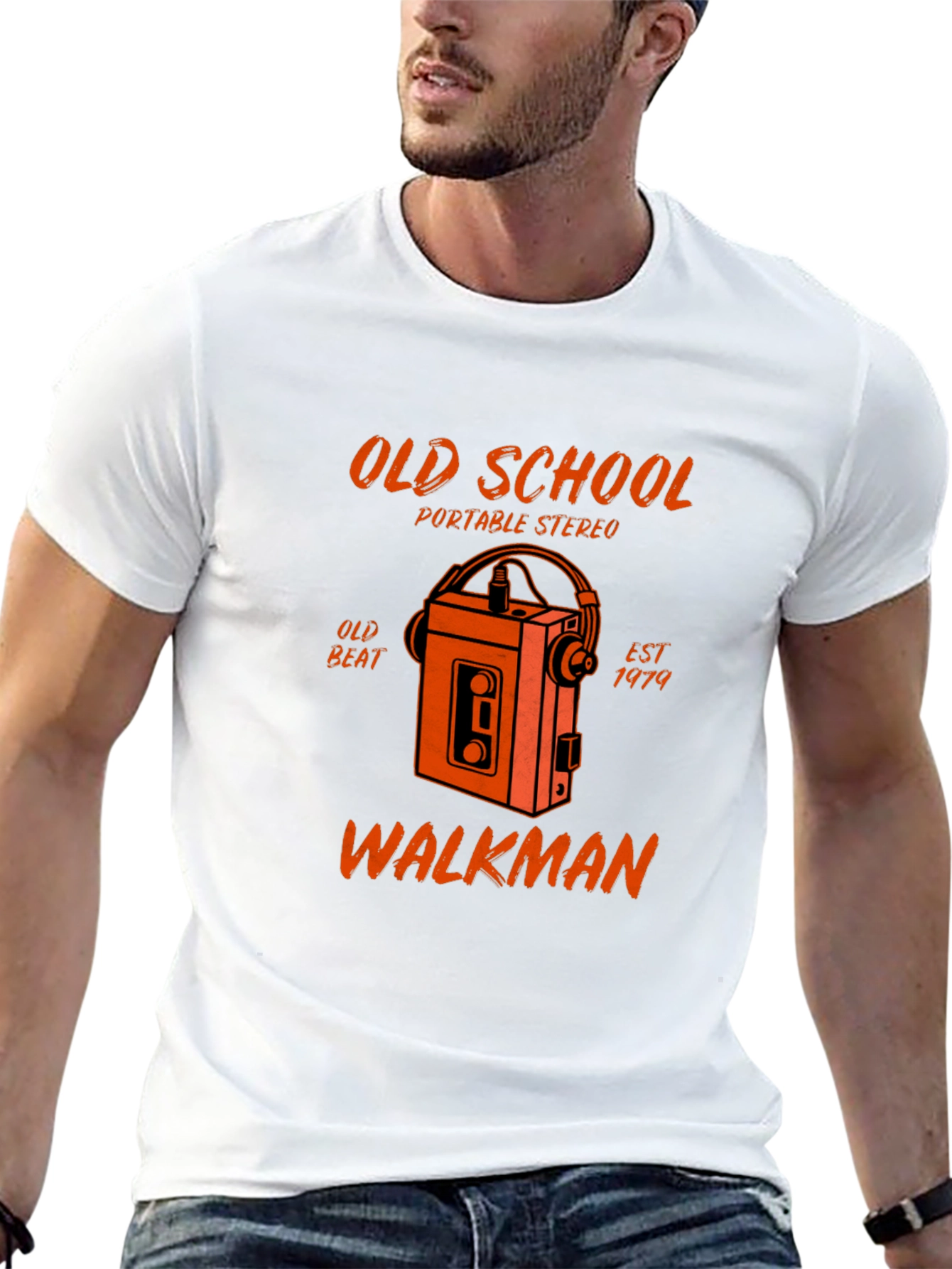 Black Old School Walkman T-Shirt - Retro Portable Stereo view 13