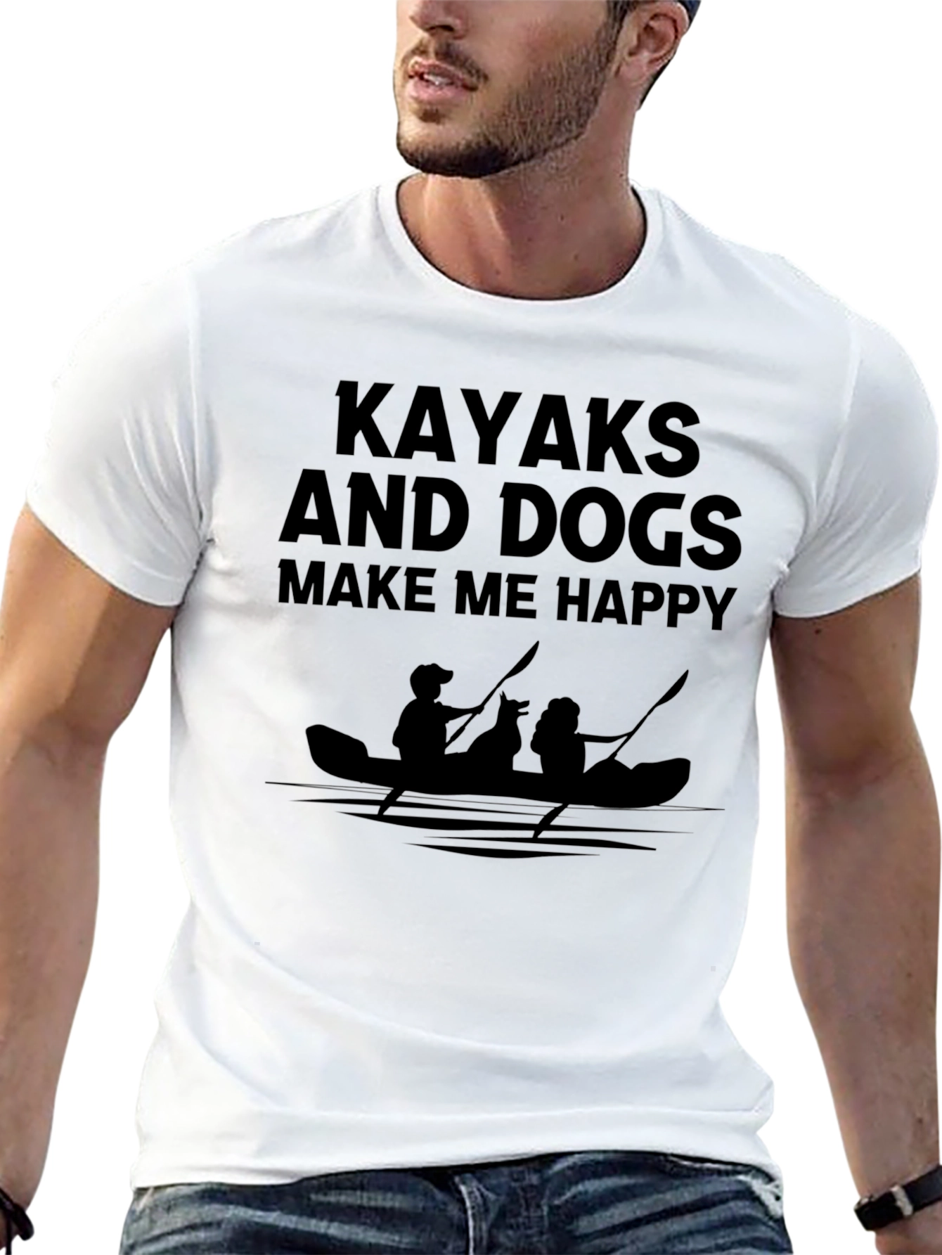 Kayaks and Dogs Graphic T-Shirt - Black - 13