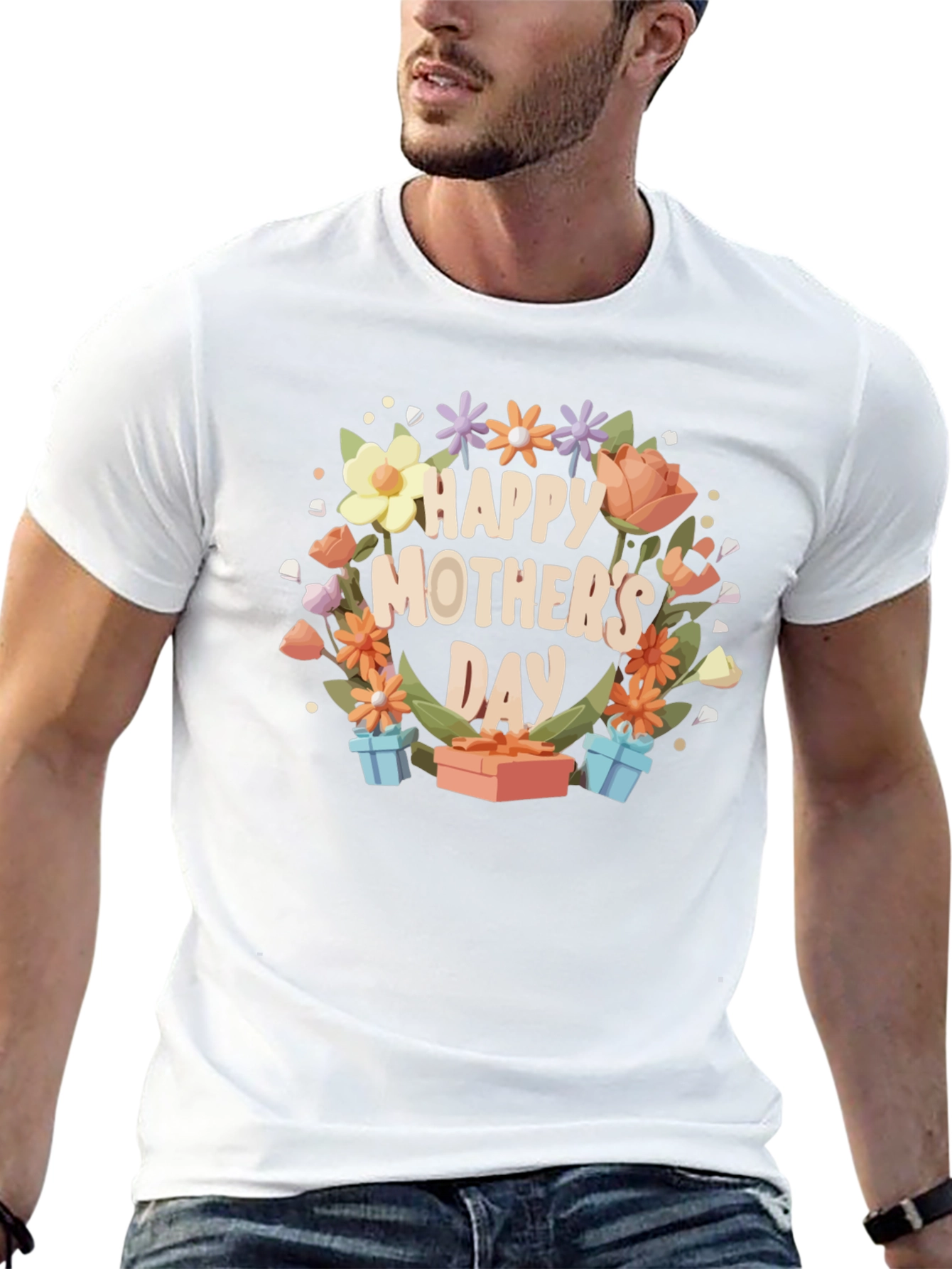 Black Happy Mother's Day Floral T-Shirt view 13