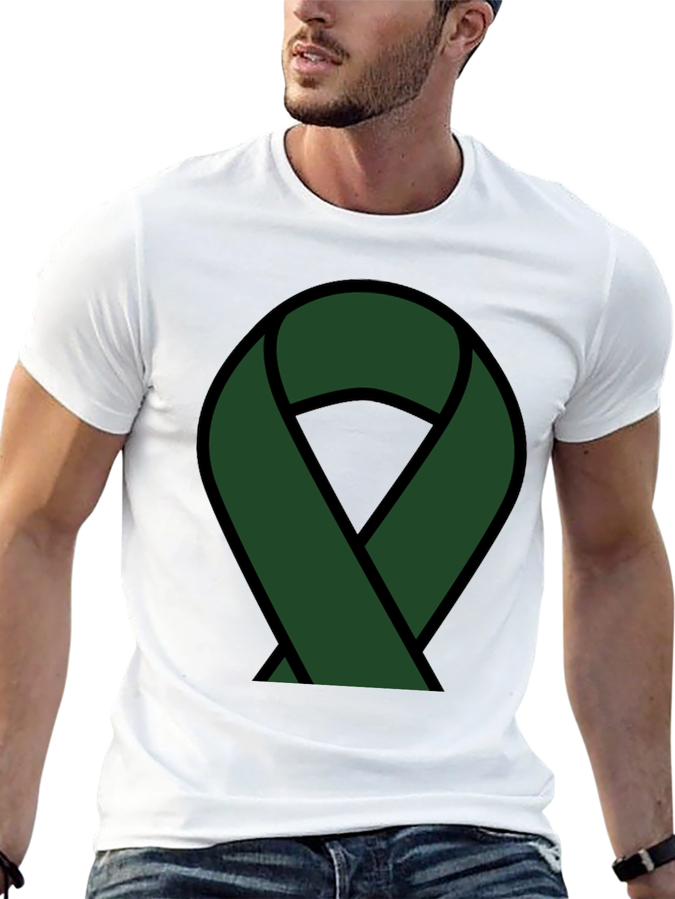 Black Green Ribbon Awareness T-Shirt view 13