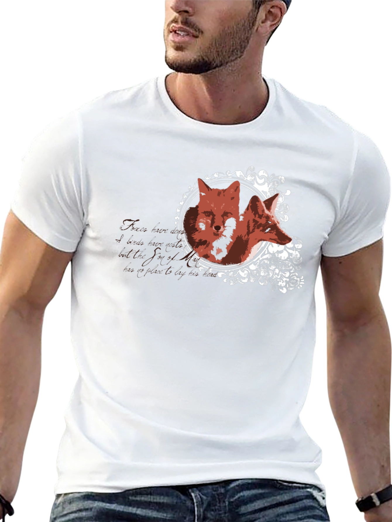 Black Fox Portrait Graphic Tee - Stylish Unisex T-Shirt view 13