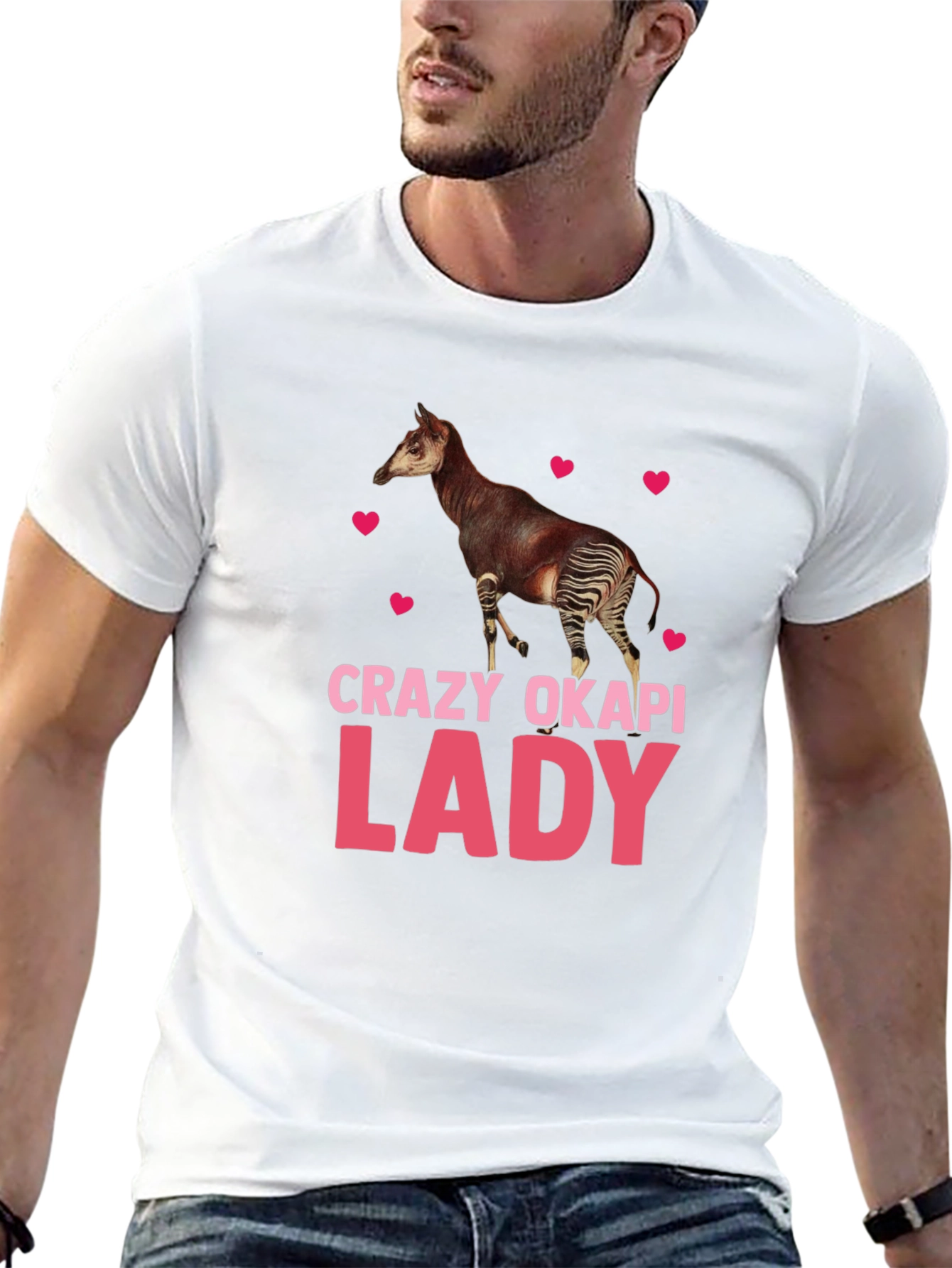Black Crazy Okapi Lady T-Shirt - Animal Lover Tee view 13